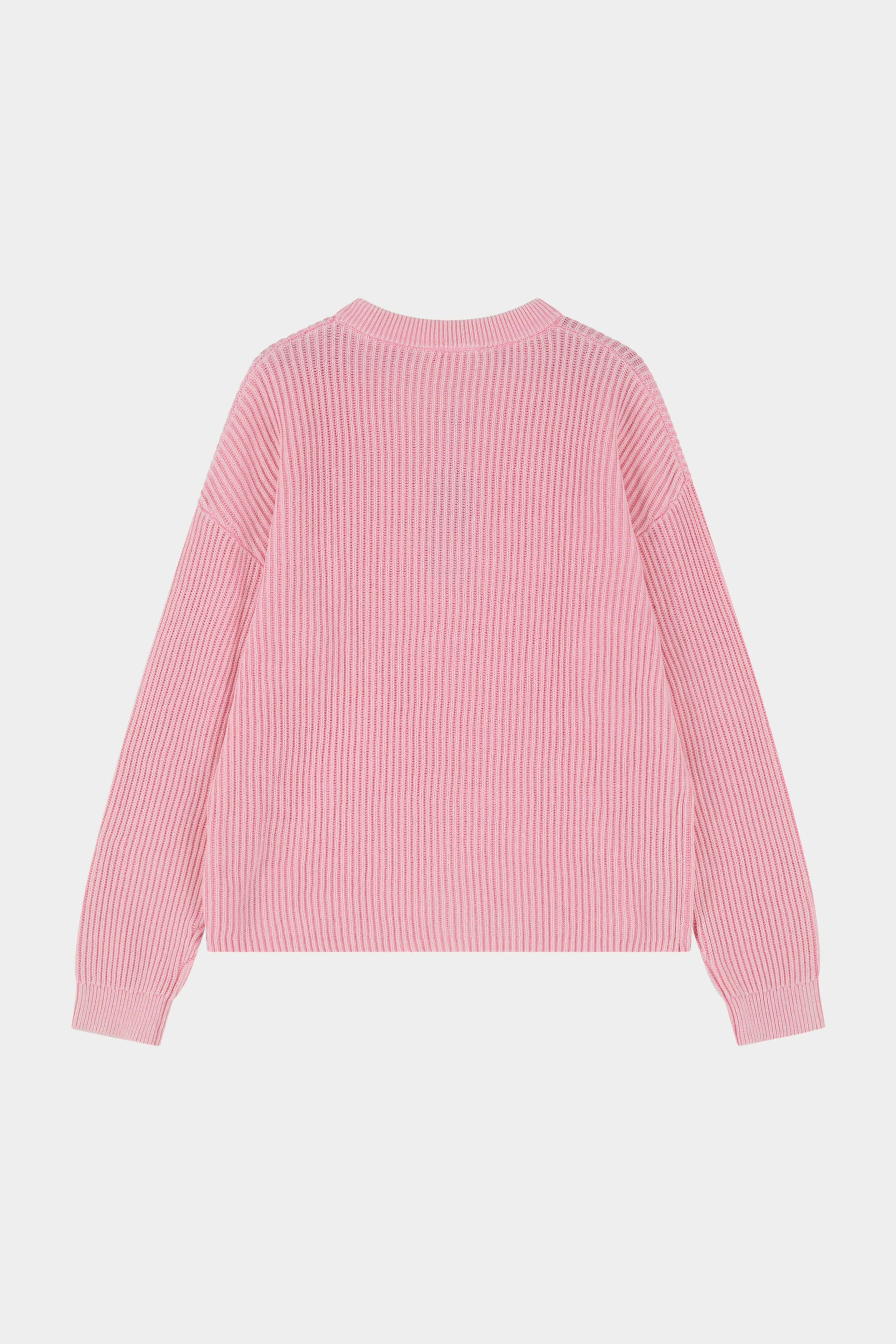 HEAVY WASHED RIBBED KNIT CREW - PINK