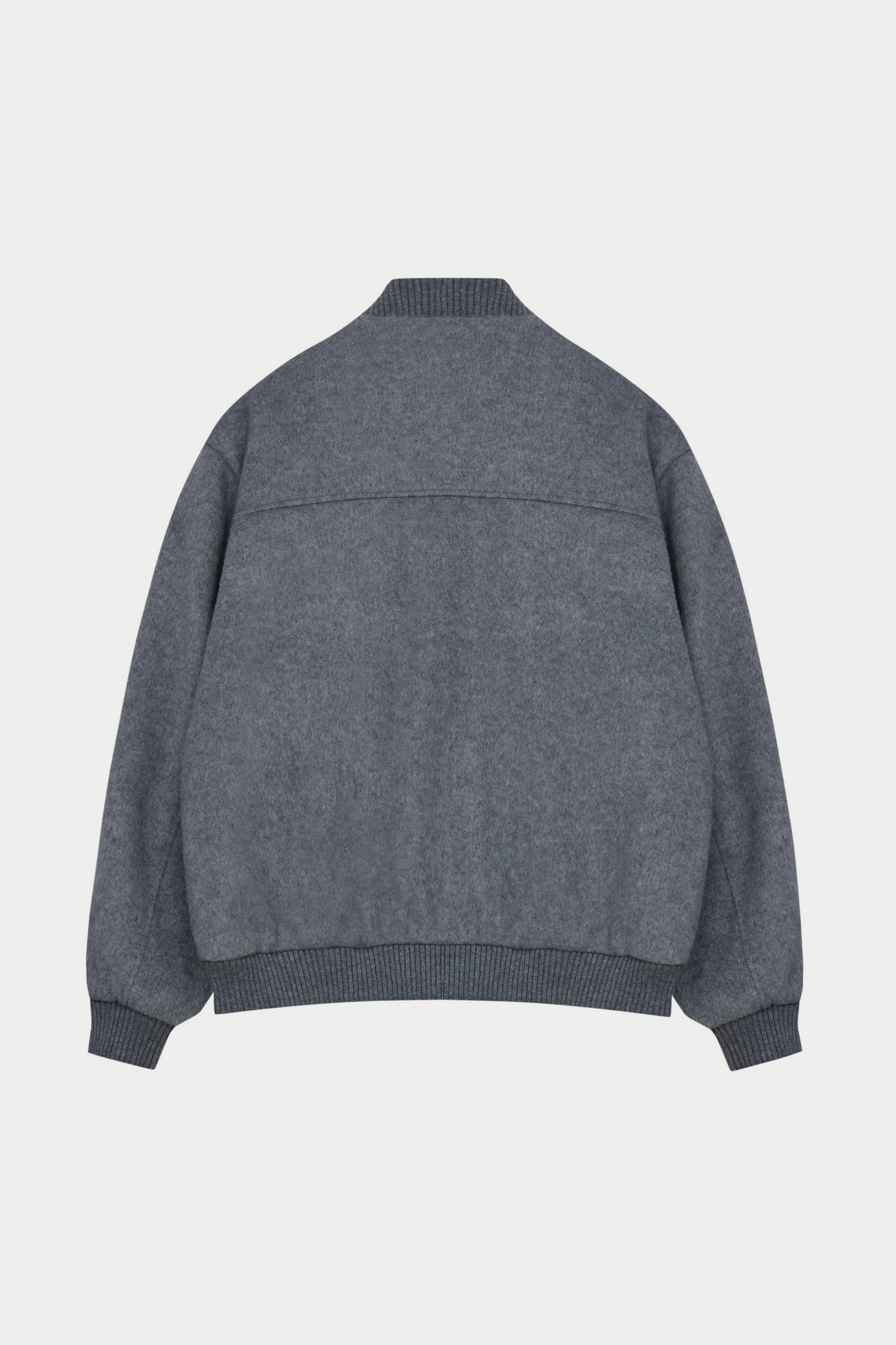 WOOL BLEND BOMBER JACKET - GREY MARL