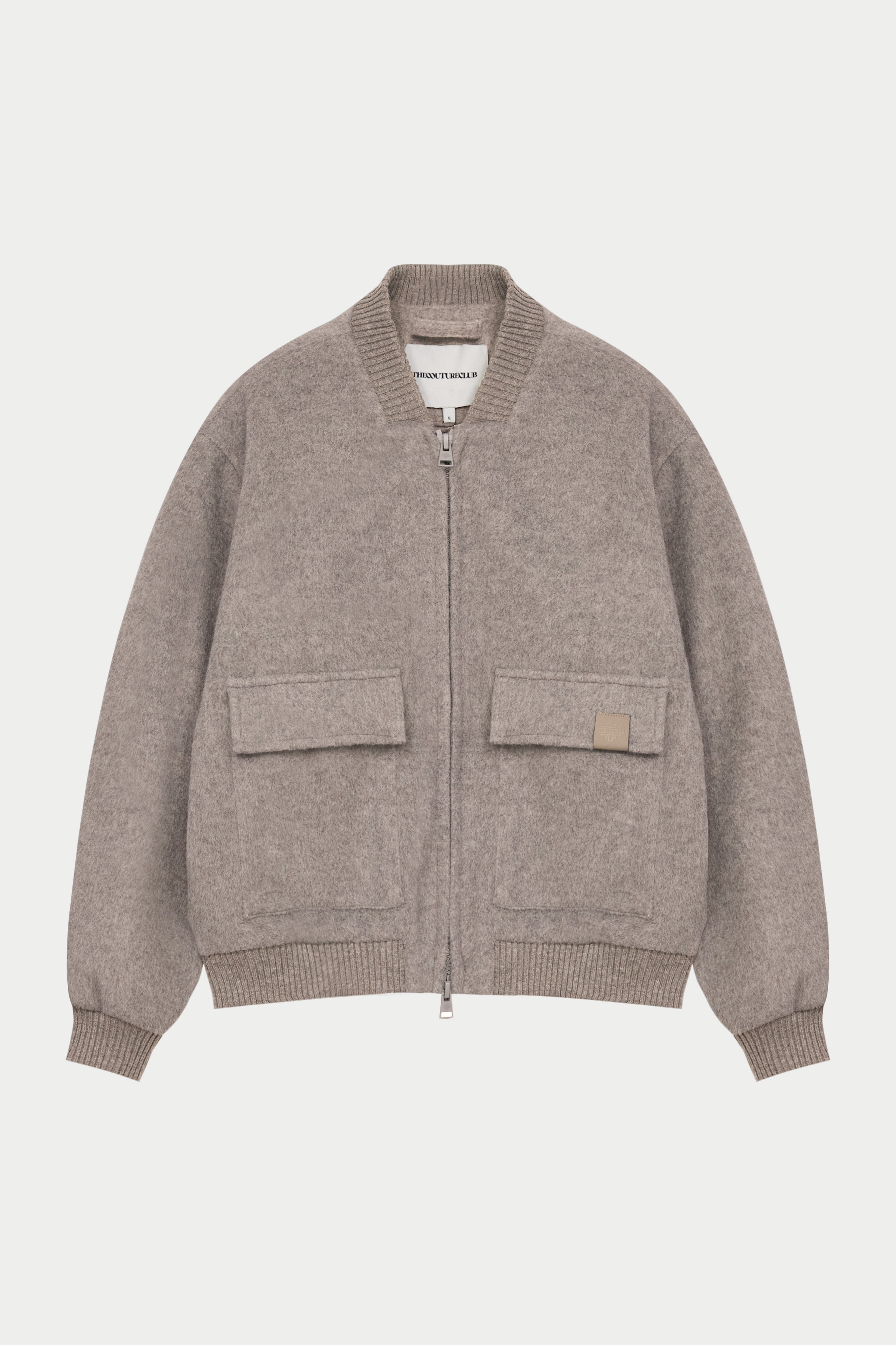 WOOL BLEND BOMBER JACKET - BEIGE
