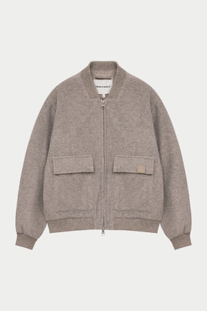 WOOL BLEND BOMBER JACKET - BEIGE