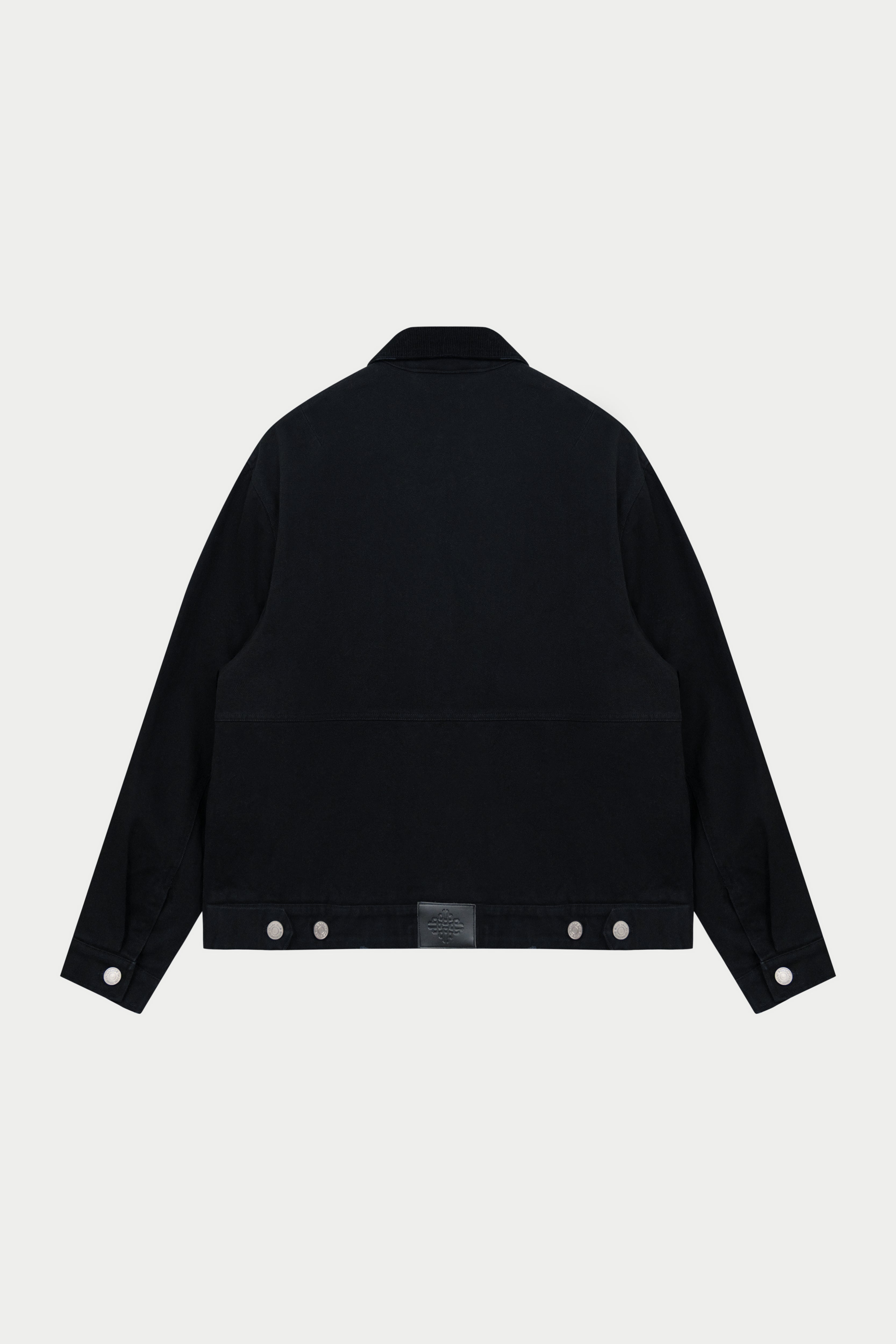 TWILL CONTRAST COLLAR JACKET - WASHED BLACK