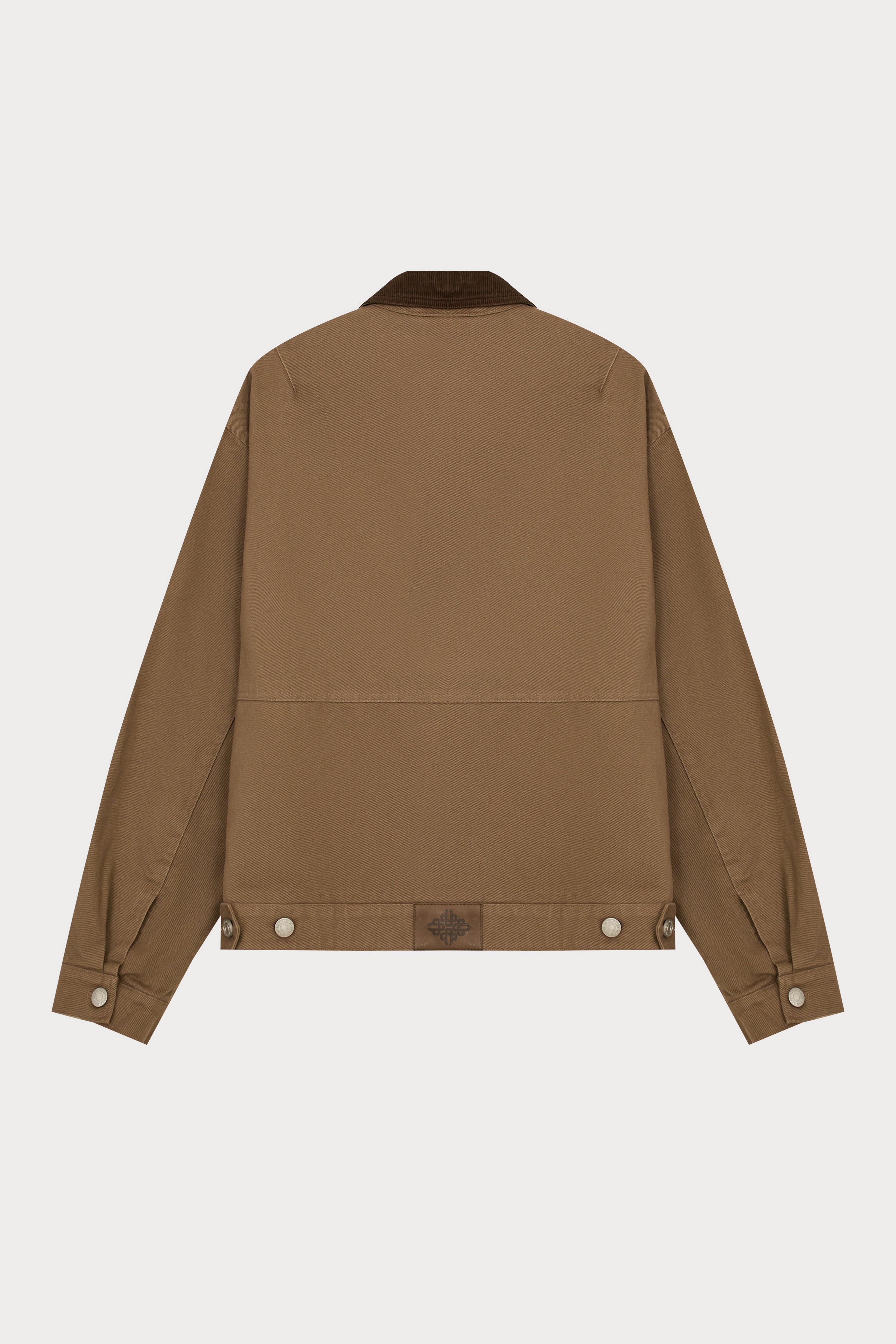 TWILL CONTRAST COLLAR JACKET - WASHED BROWN