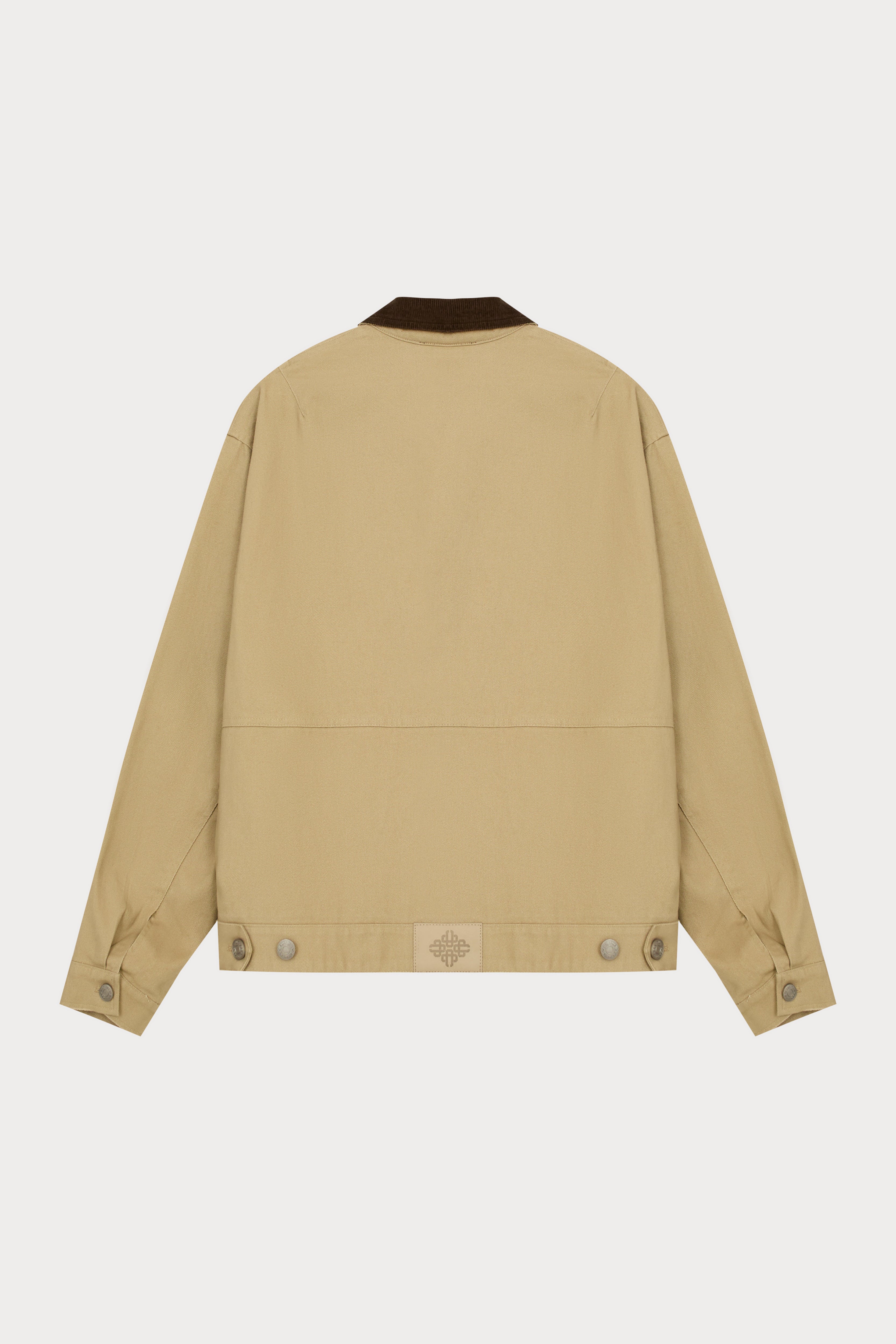 TWILL CONTRAST COLLAR JACKET - BEIGE