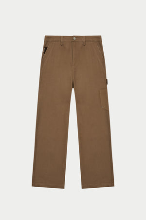 TWILL DOUBLE PATCH TROUSER - WASHED BROWN