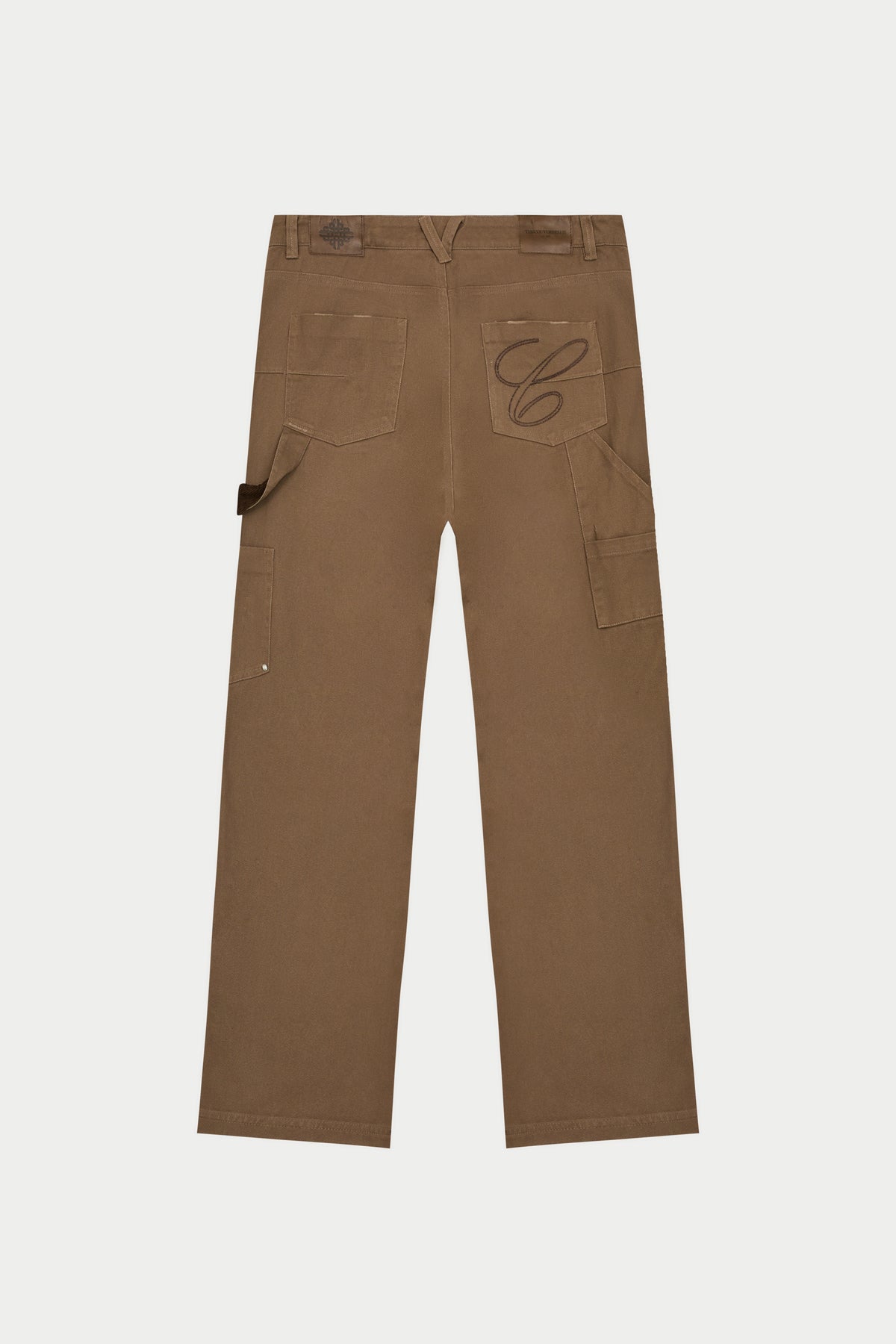 TWILL DOUBLE PATCH TROUSER - WASHED BROWN
