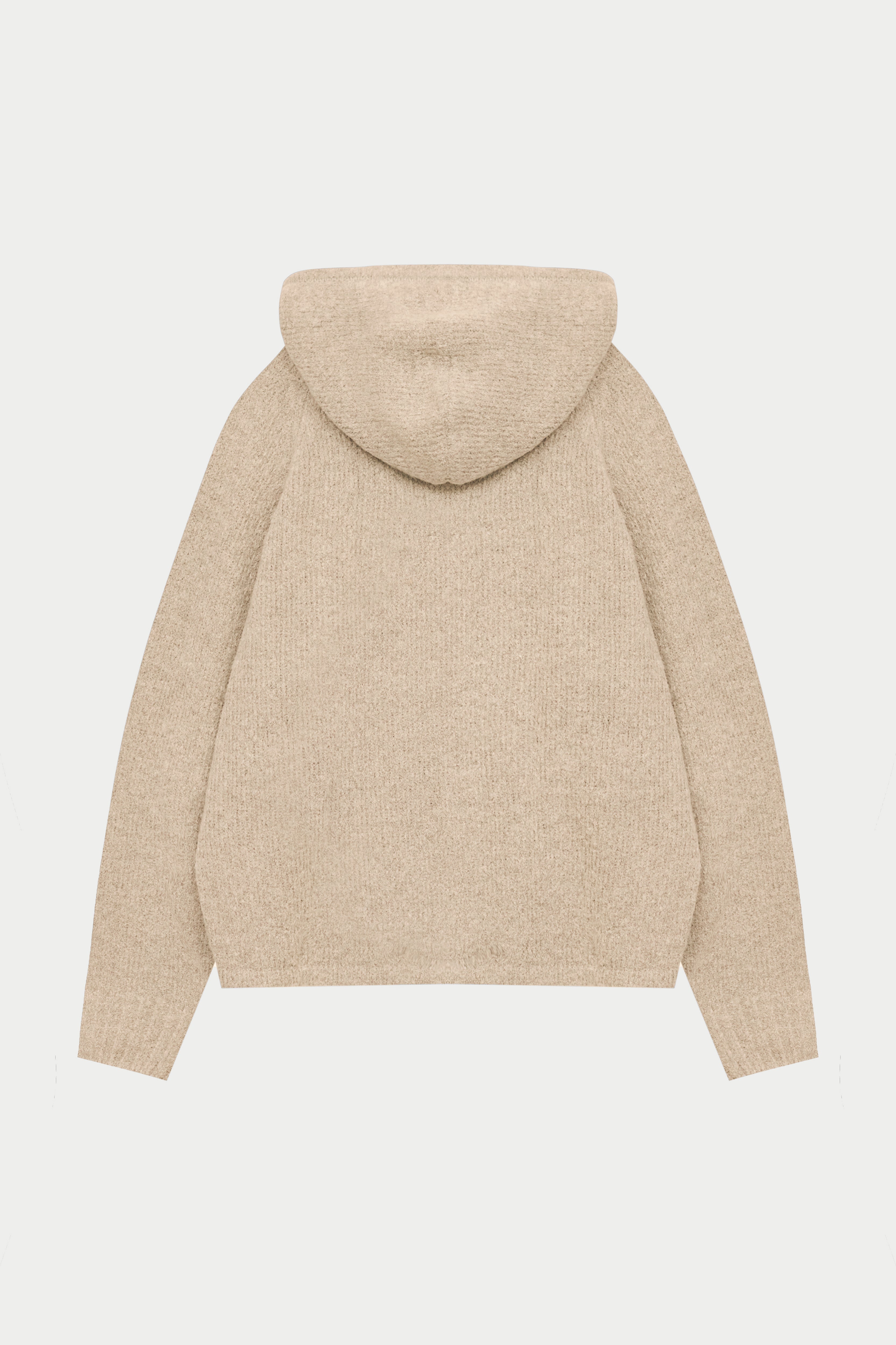 BOUCLE KNIT HOODIE - STONE