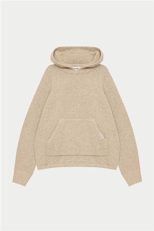 BOUCLE KNIT HOODIE - STONE