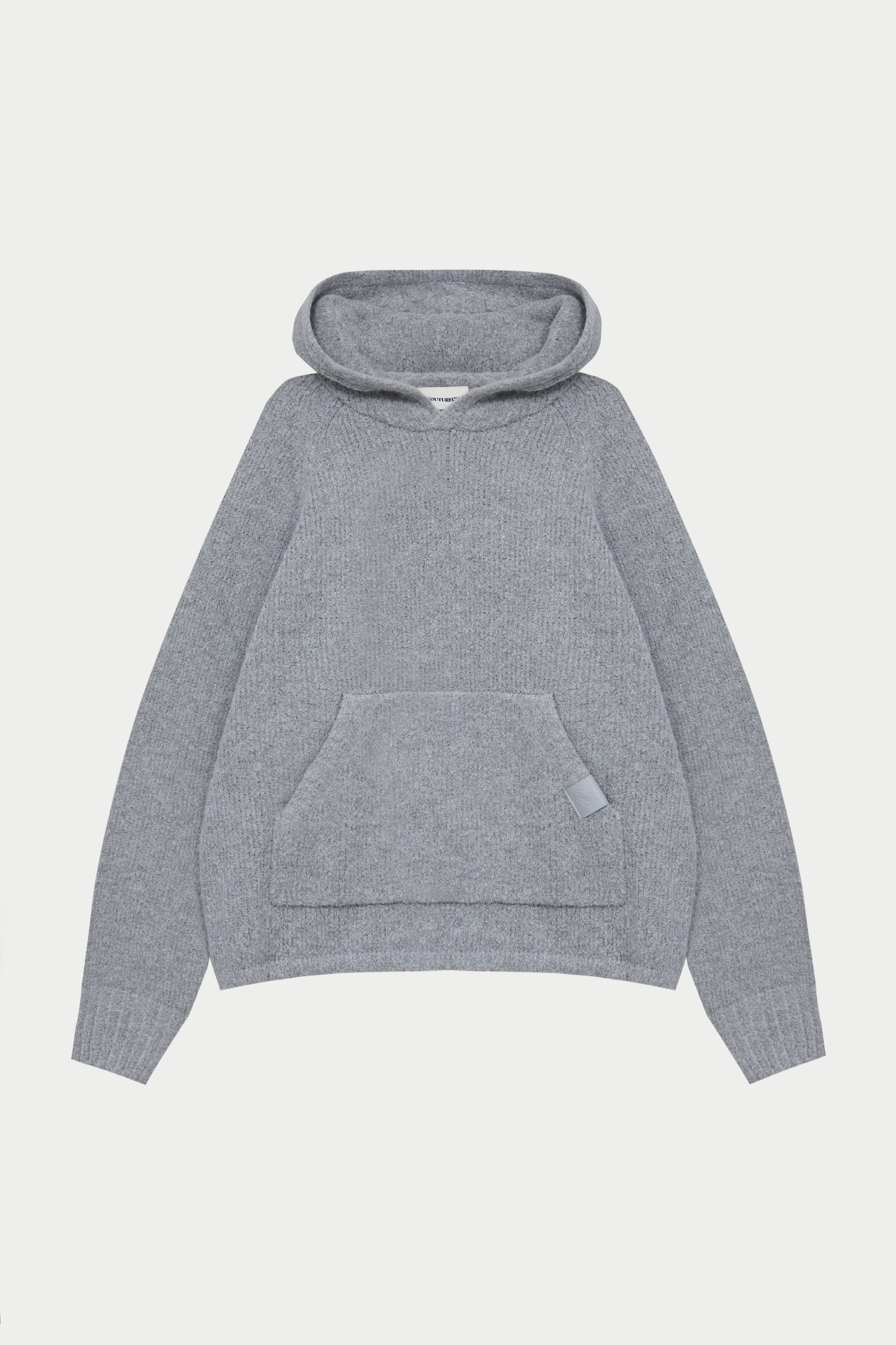 BOUCLE KNIT HOODIE - GREY MARL