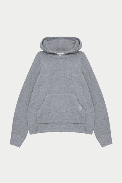BOUCLE KNIT HOODIE - GREY MARL – The Couture Club
