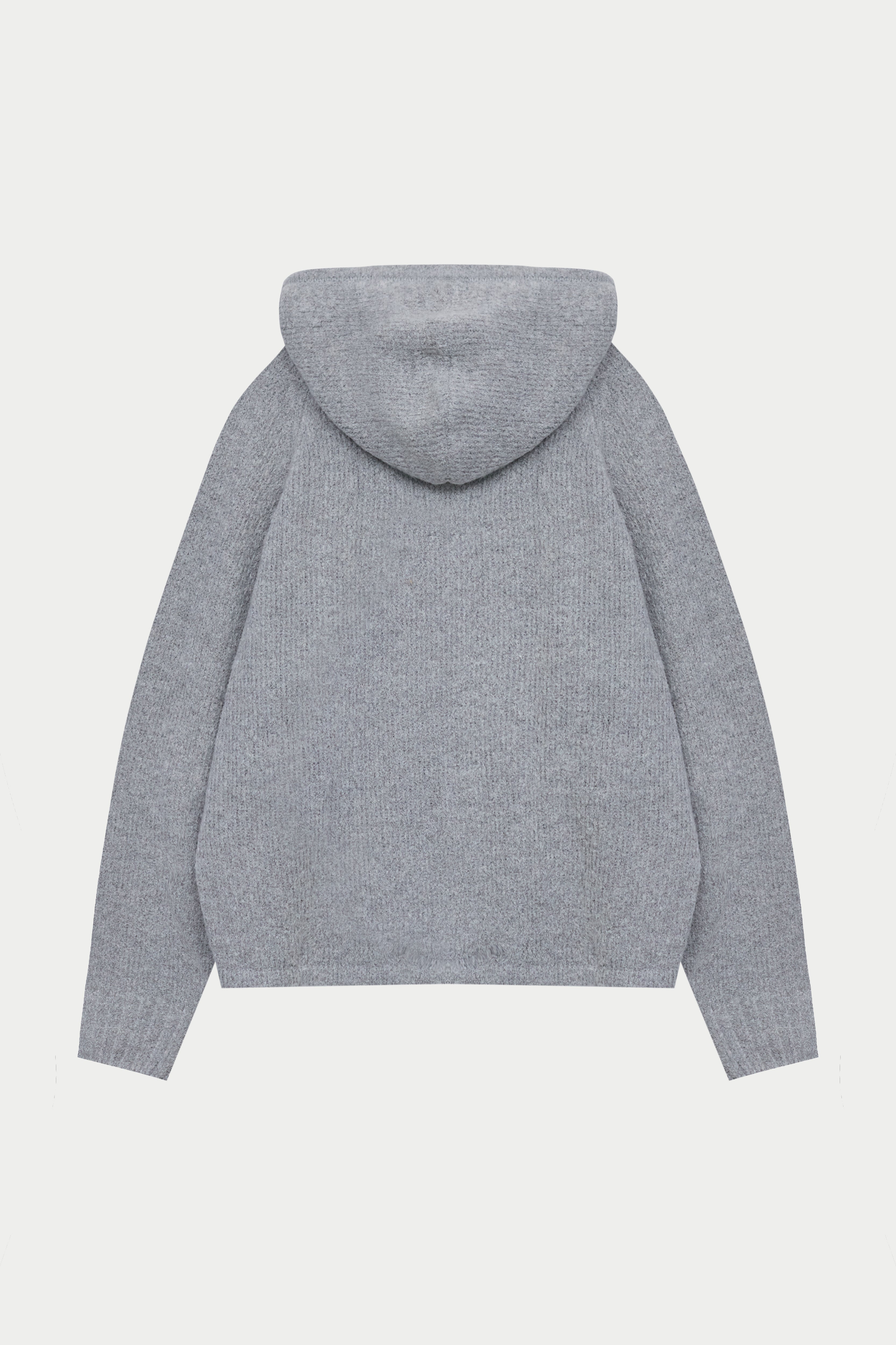BOUCLE KNIT HOODIE - GREY MARL