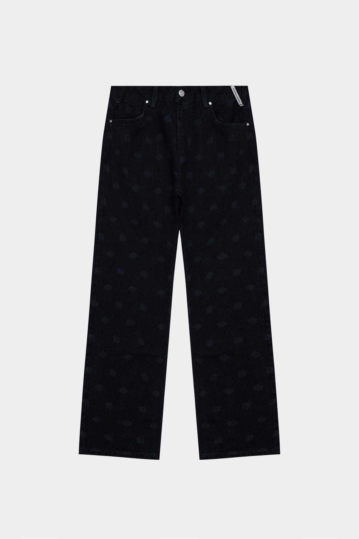 LASER PRINT EMBLEM JEANS - BLACK WASH