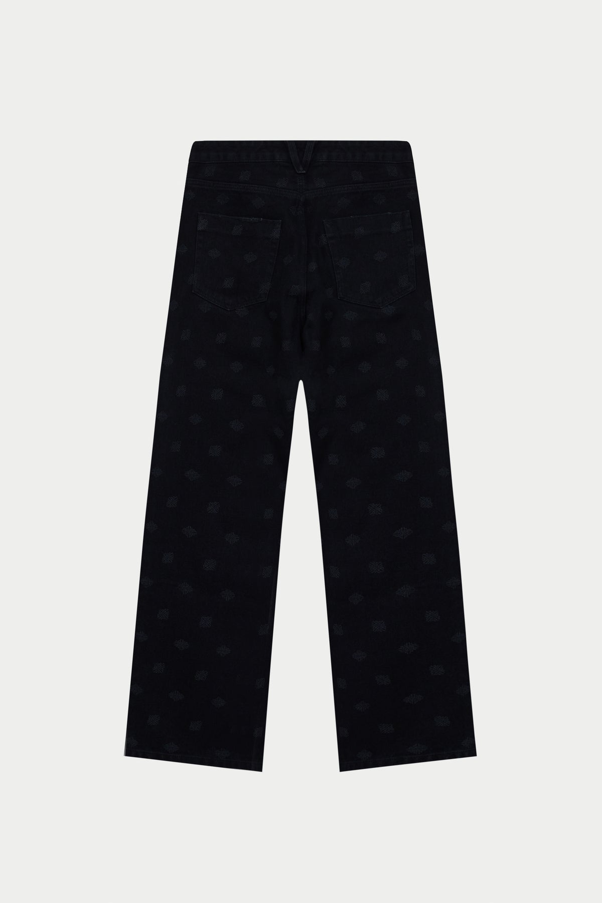 LASER PRINT EMBLEM JEANS - BLACK WASH