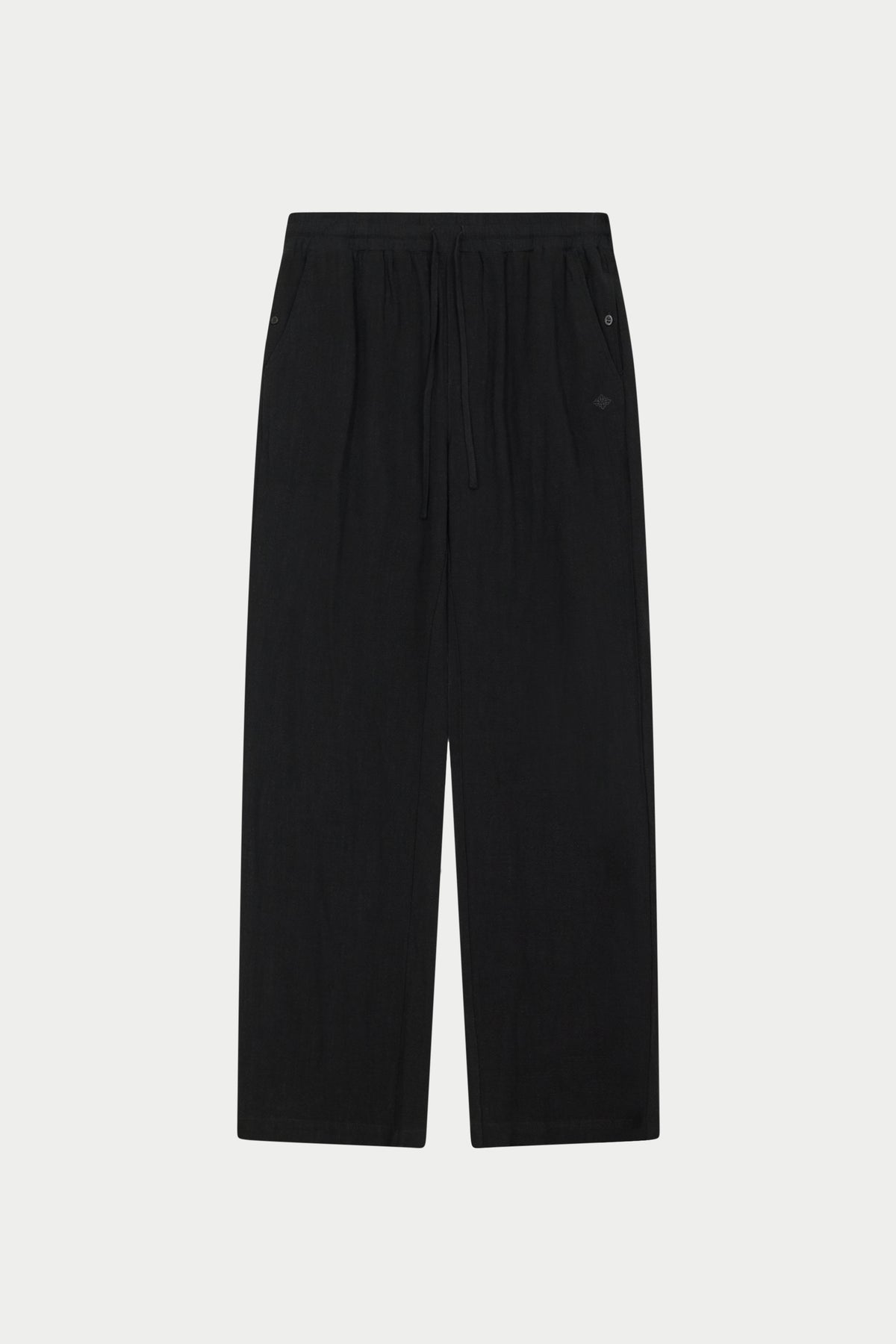 TEXTURED WOVEN TROUSERS - BLACK