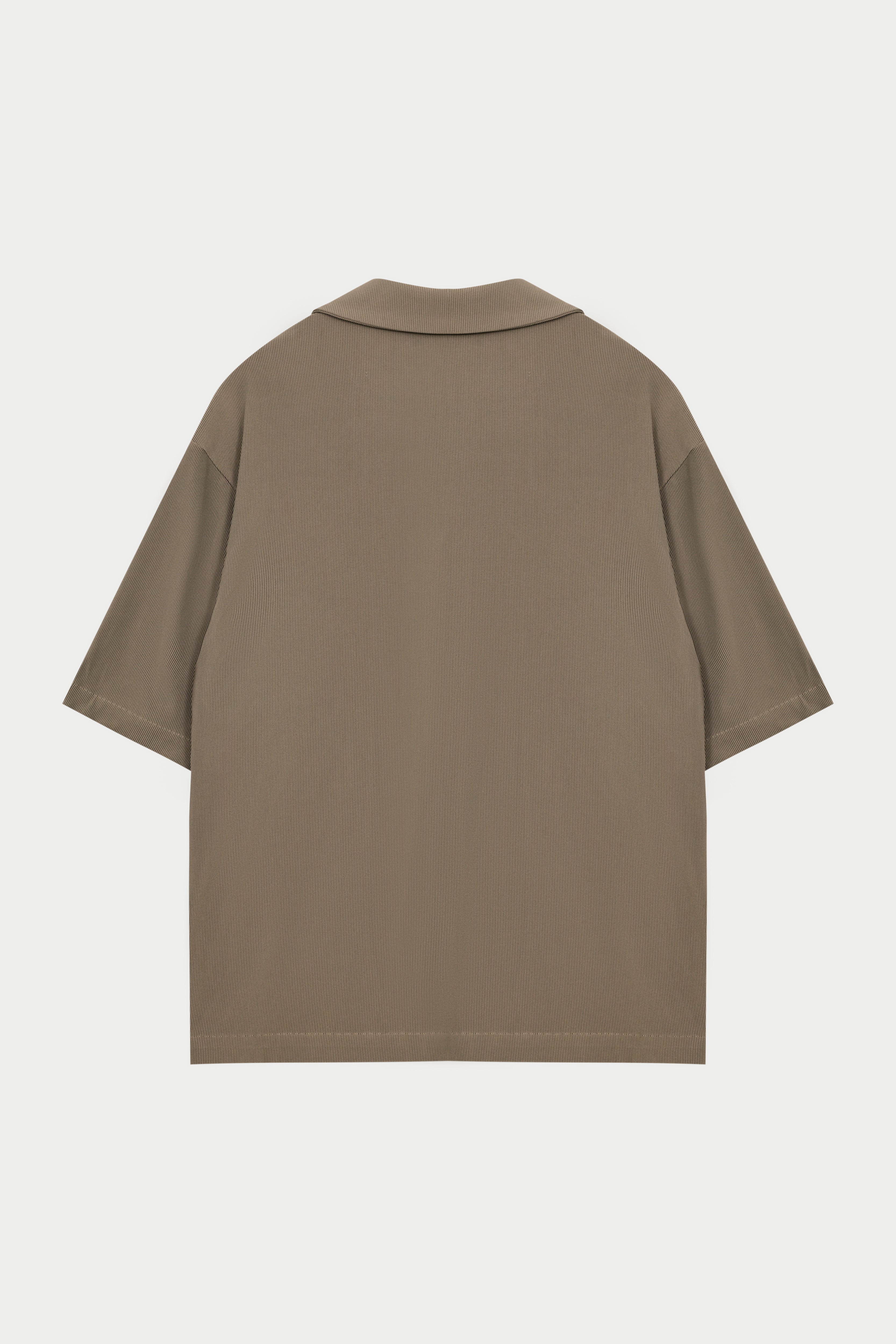 RIB BUTTON THROUGH SHIRT - MINK
