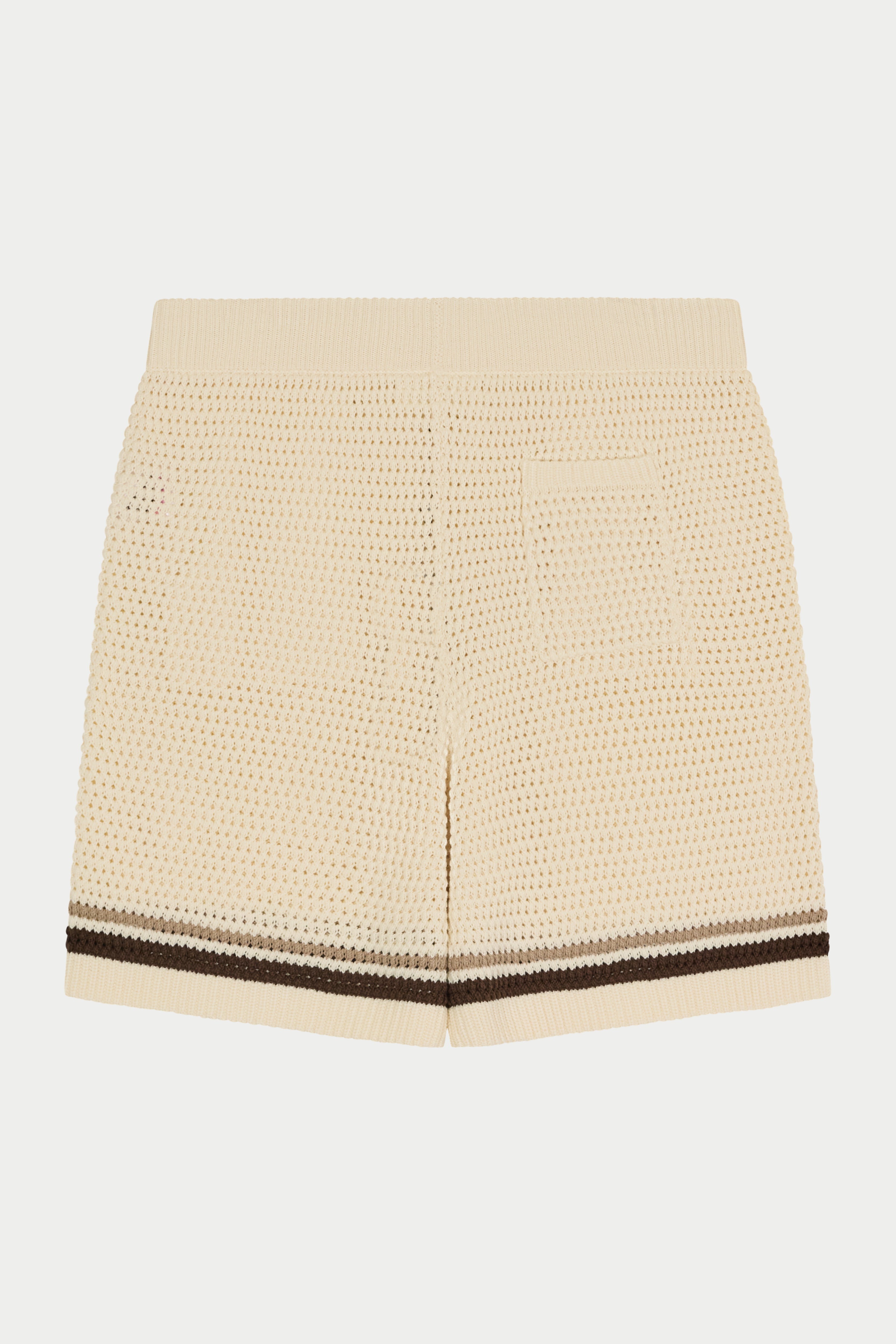 CROCHET KNITTED STRIPE SHORTS - OFF WHITE