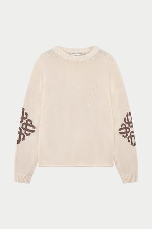 CHUNKY KNIT EMBLEM JUMPER - OFF WHITE
