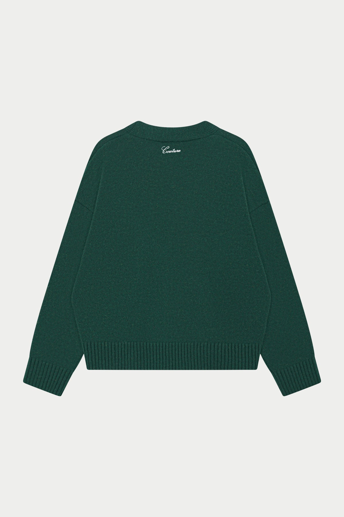 C EMBROIDERY KNITTED CARDIGAN - FOREST GREEN