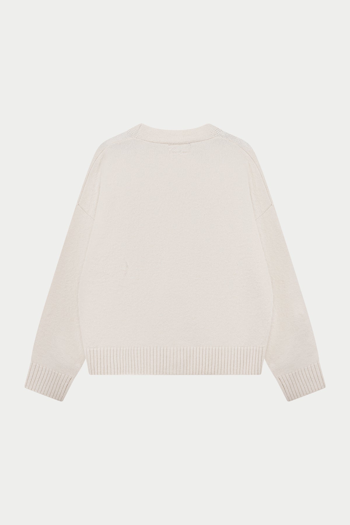 C EMBROIDERY KNITTED CARDIGAN - OFF WHITE