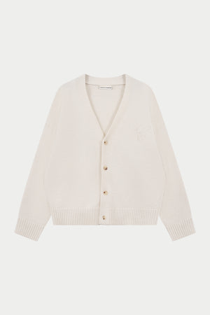 C EMBROIDERY KNITTED CARDIGAN - OFF WHITE