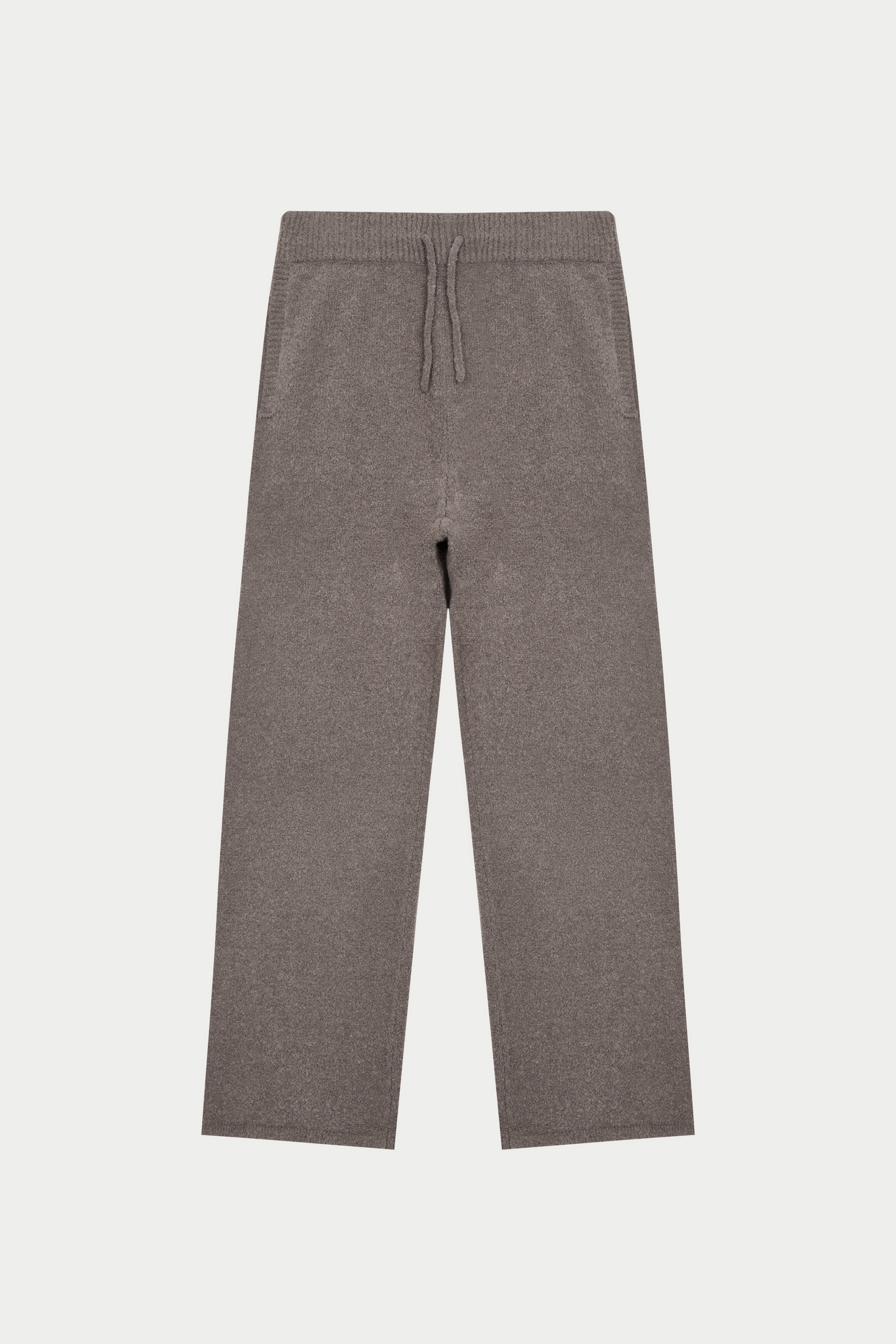 BOUCLE KNIT PANTS - BROWN