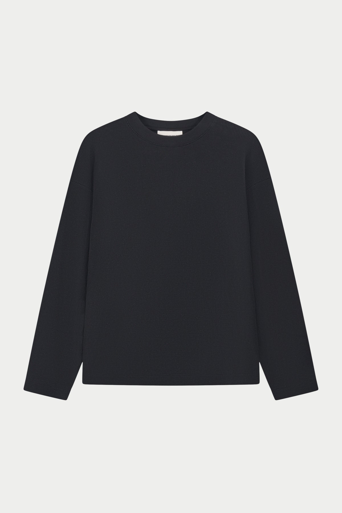 WAFFLE LONG SLEEVE T-SHIRT - BLACK