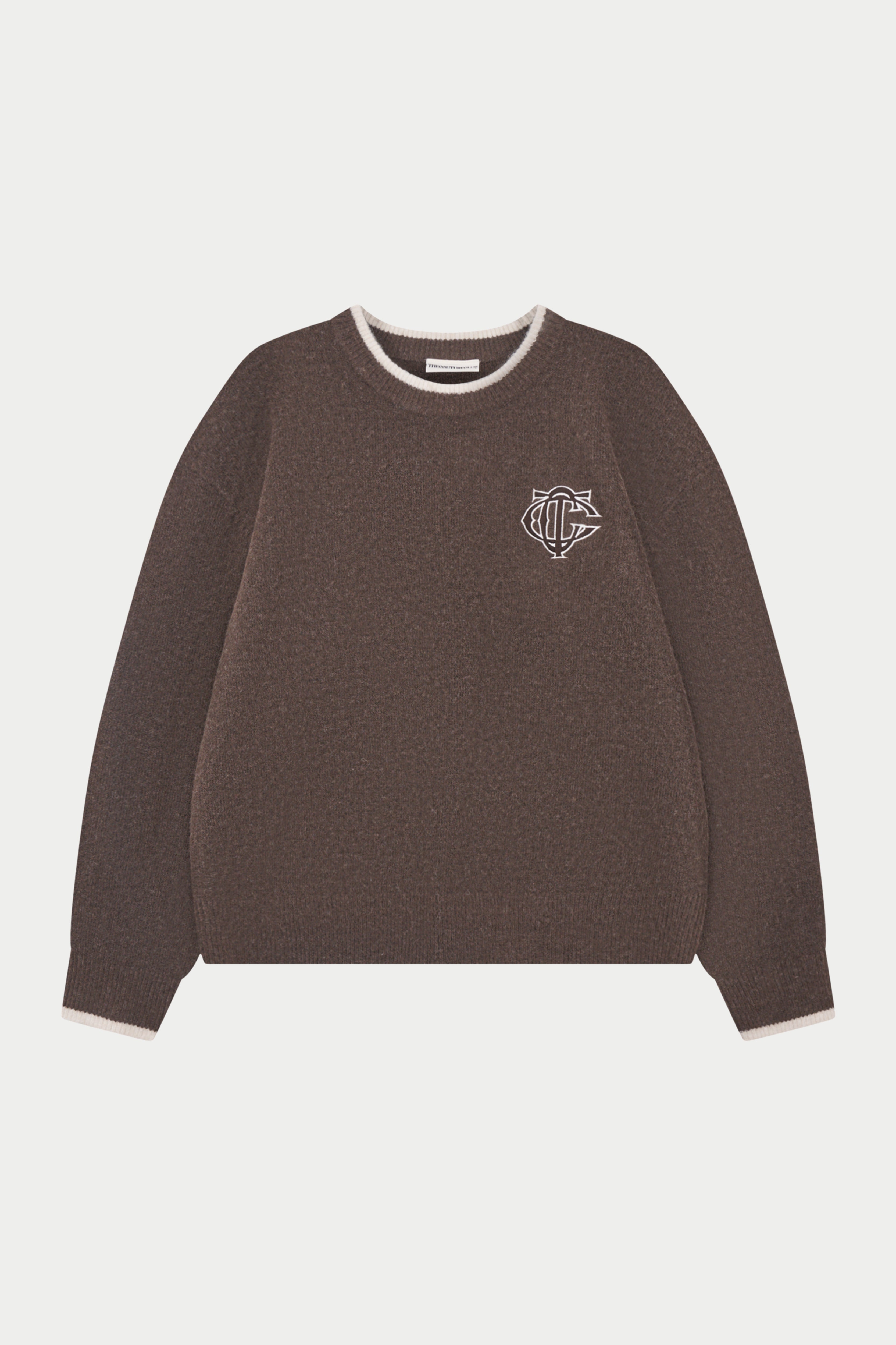 MONOGRAM KNITTED CREW - BROWN