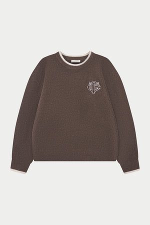 MONOGRAM KNITTED CREW - BROWN