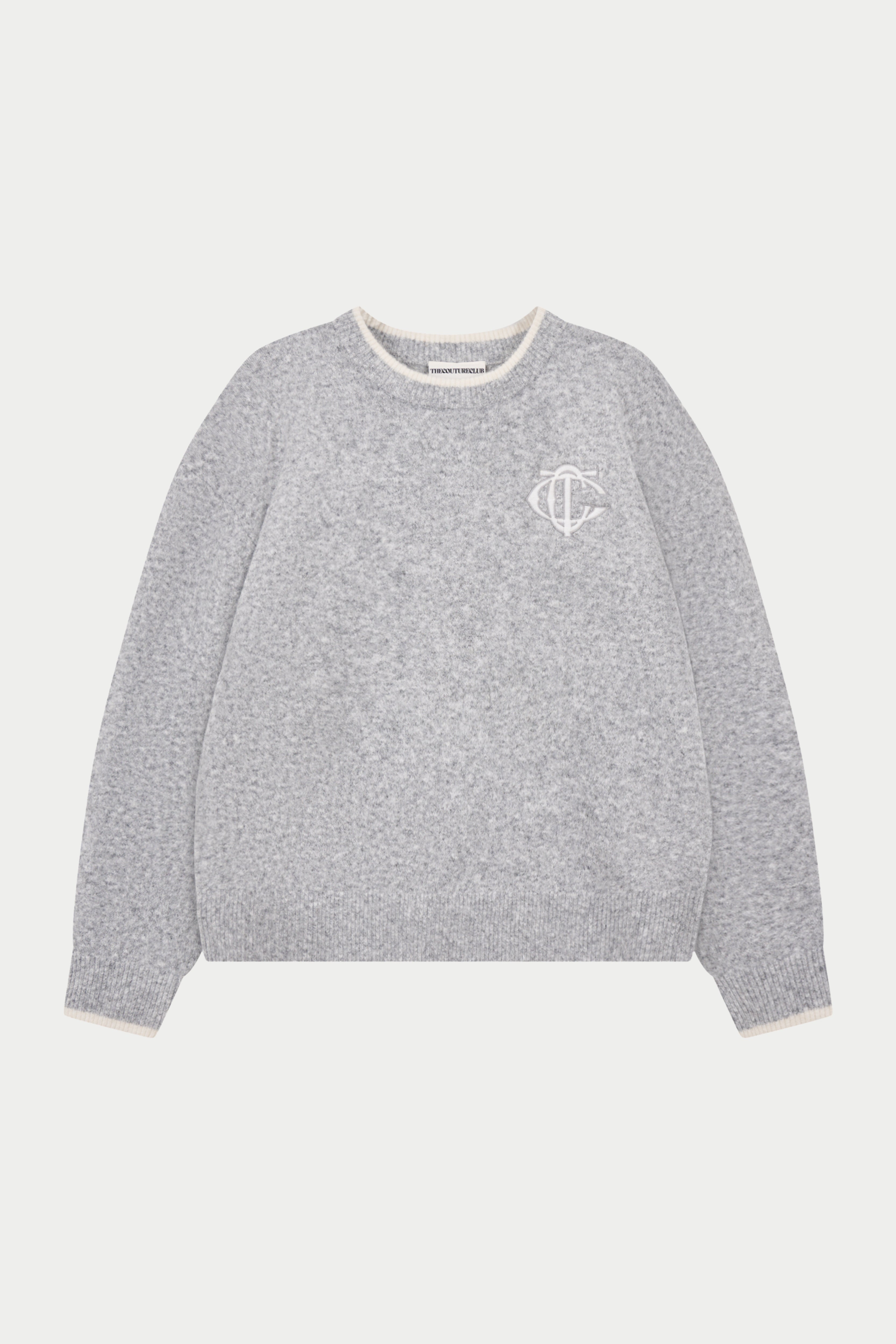 MONOGRAM KNITTED CREW - GREY