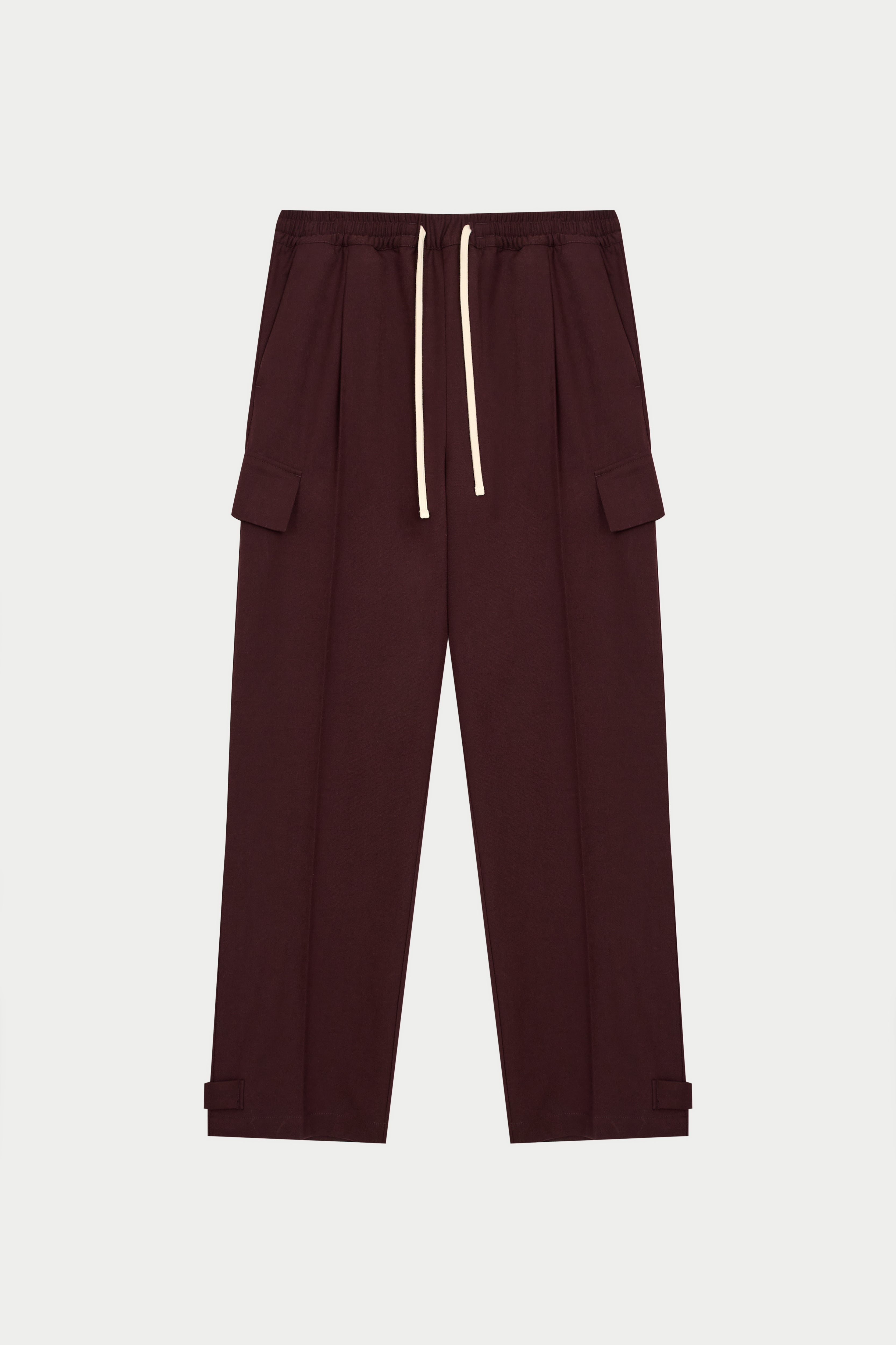 PLEATED WIDE LEG TROUSER - BURGUNDY