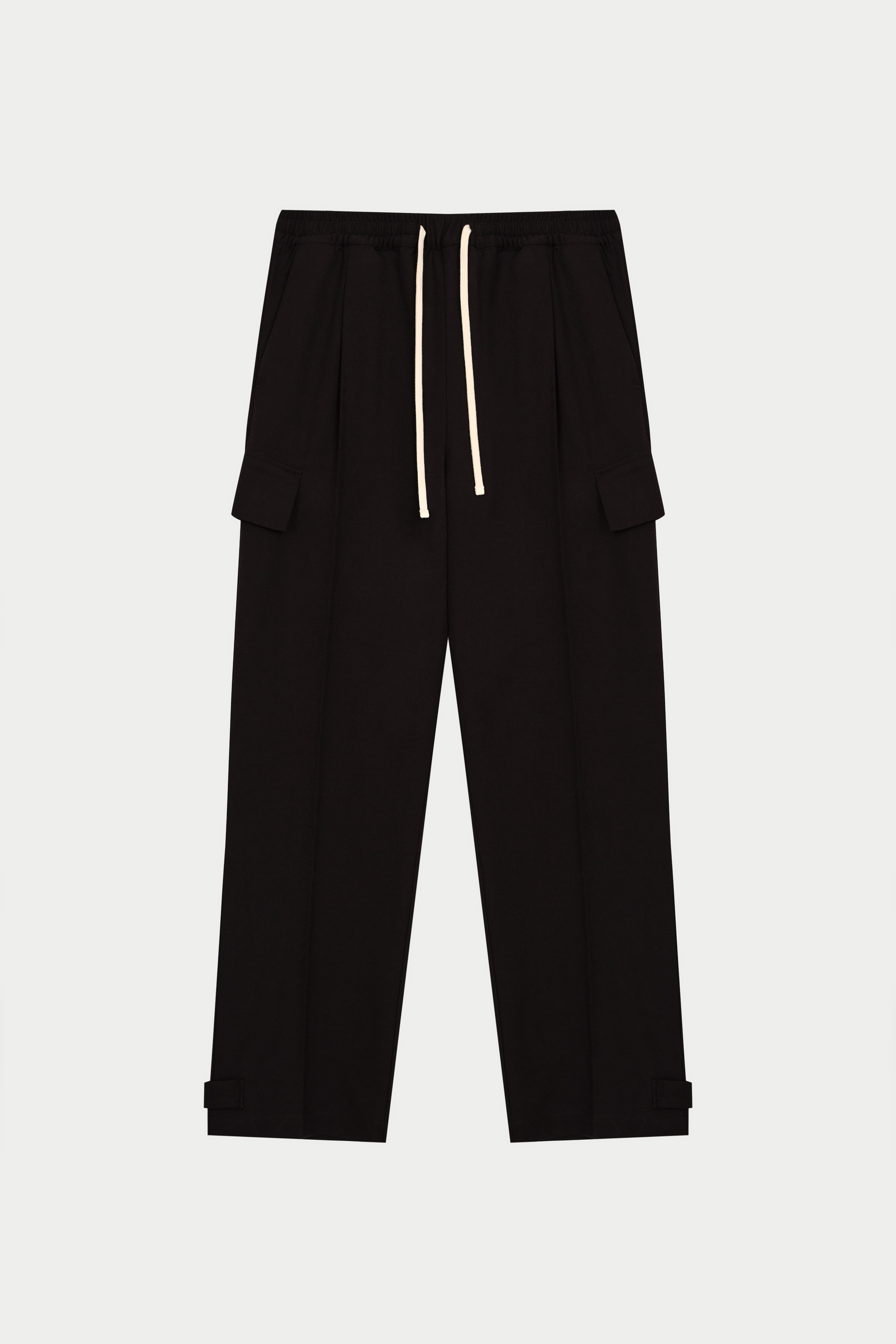 PLEATED WIDE LEG TROUSER - BLACK