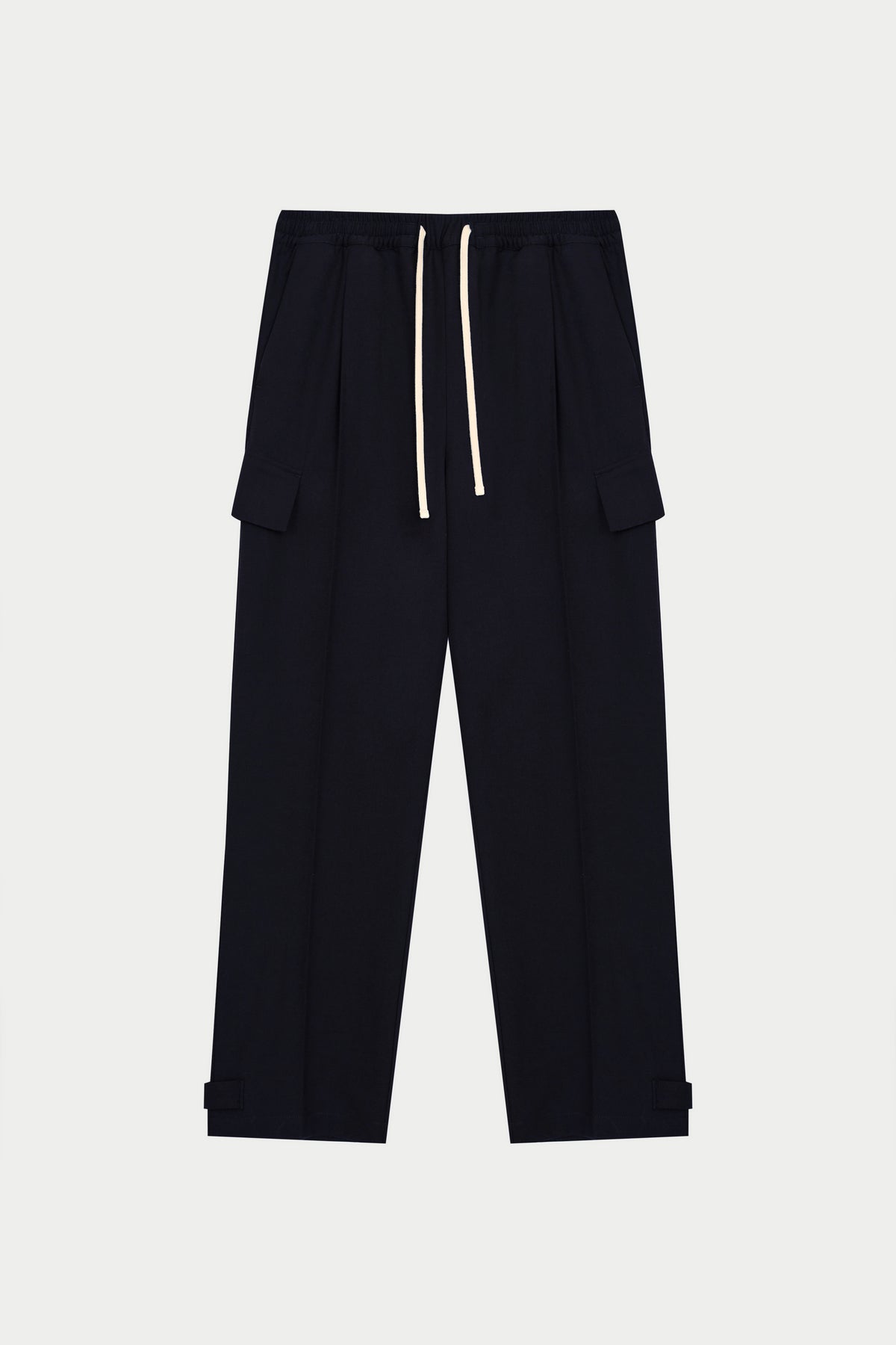 PLEATED WIDE LEG TROUSER - NAVY