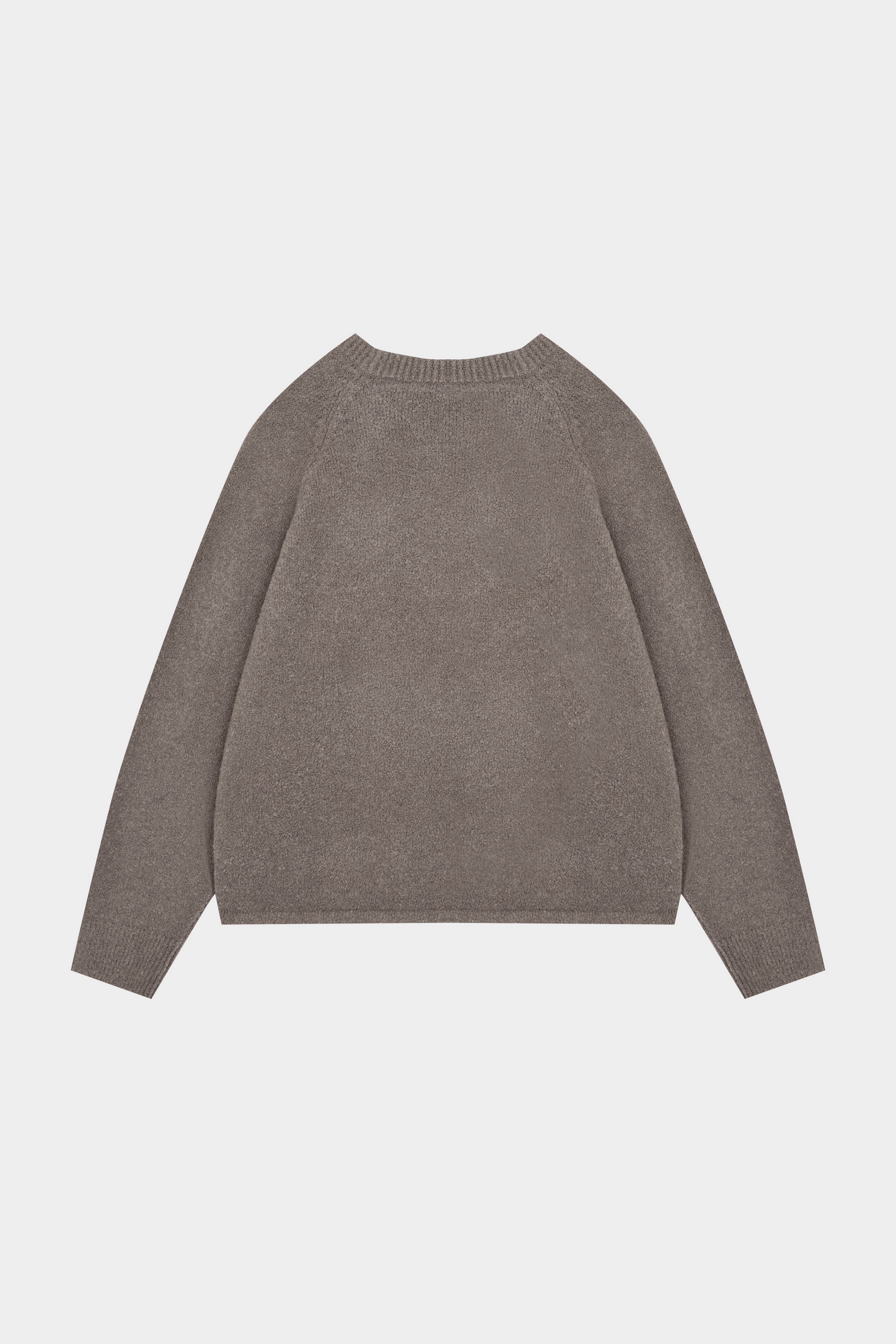 BOUCLE KNIT RAGLAN CREW - BROWN