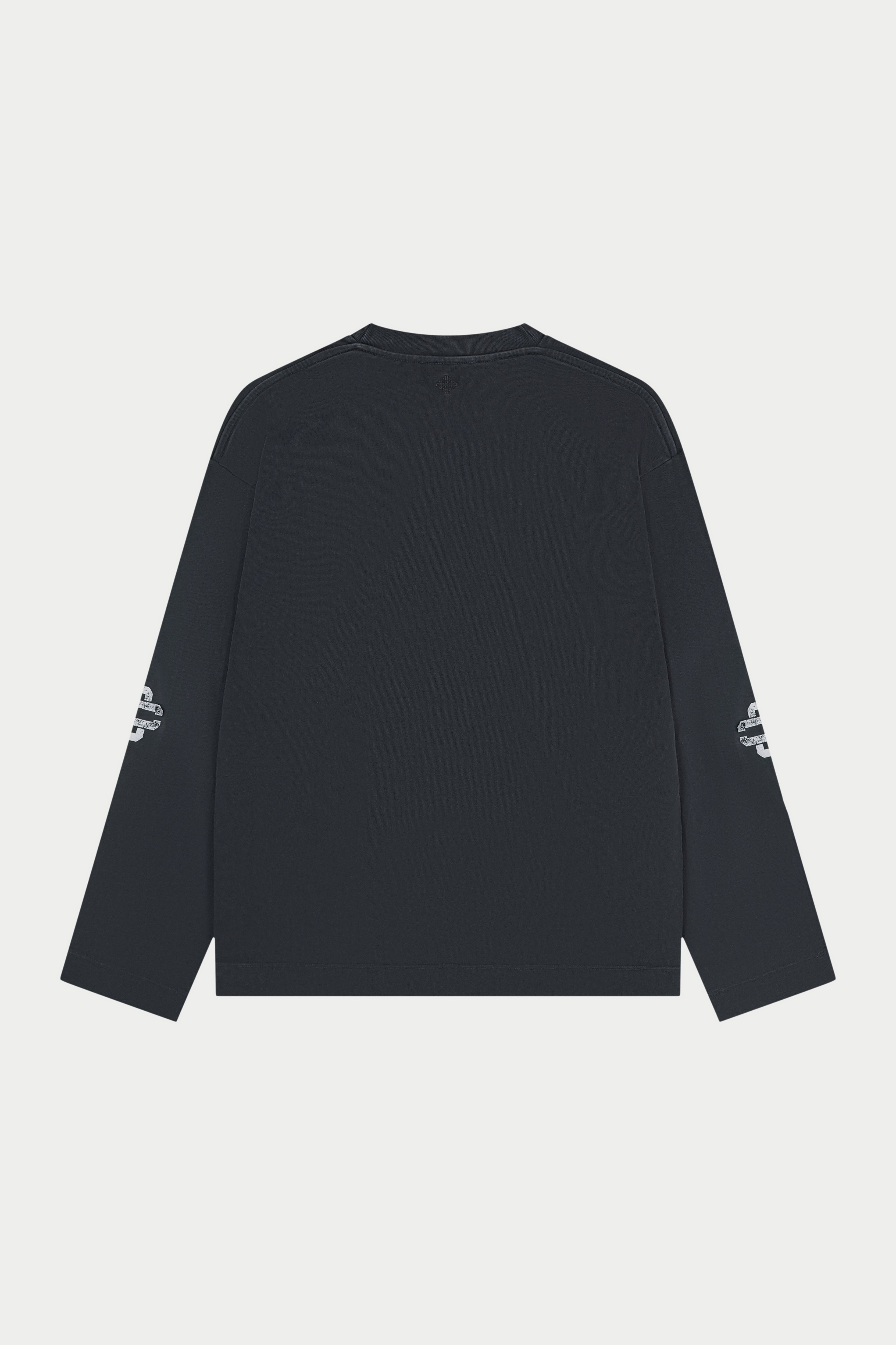WASHED EMBLEM PRINT LONG SLEEVE T-SHIRT - WASHED BLACK