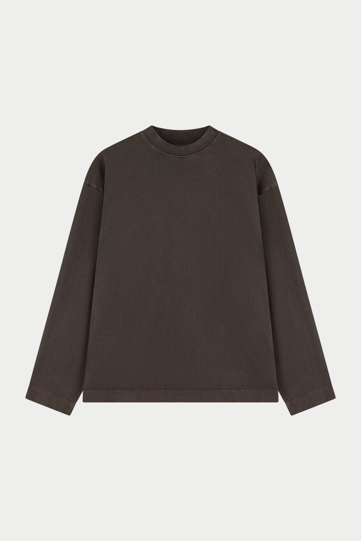 WASHED LONG SLEEVE T-SHIRT - BROWN