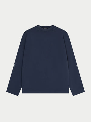 WASHED EMBLEM PRINT LONG SLEEVE T-SHIRT - NAVY