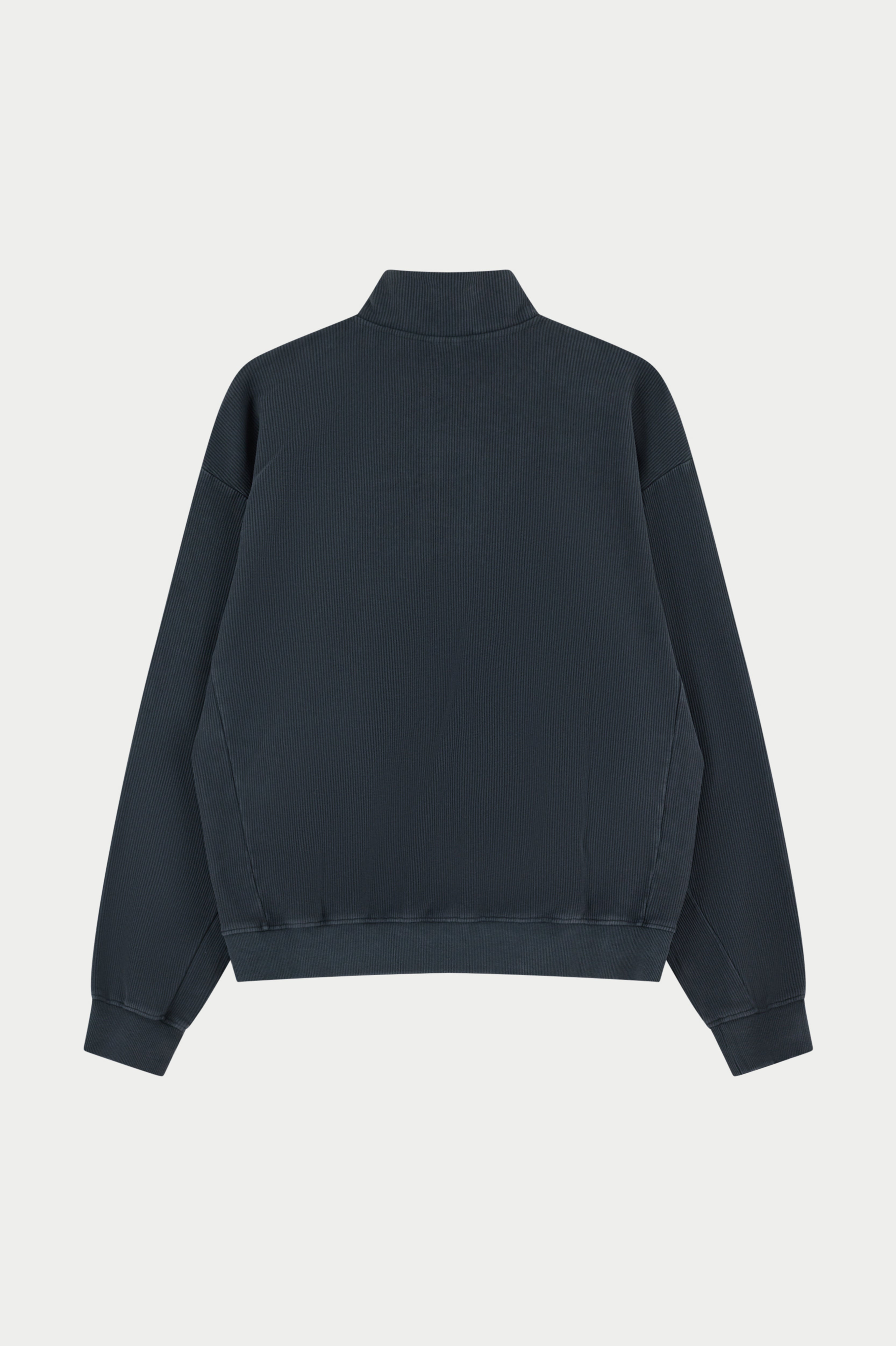 HEAVYWEIGHT WASHED RIBBED ZIP THROUGH FUNNEL NECK - WASHED BLACK