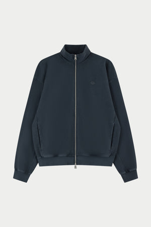 HEAVYWEIGHT WASHED RIBBED ZIP THROUGH FUNNEL NECK - WASHED BLACK