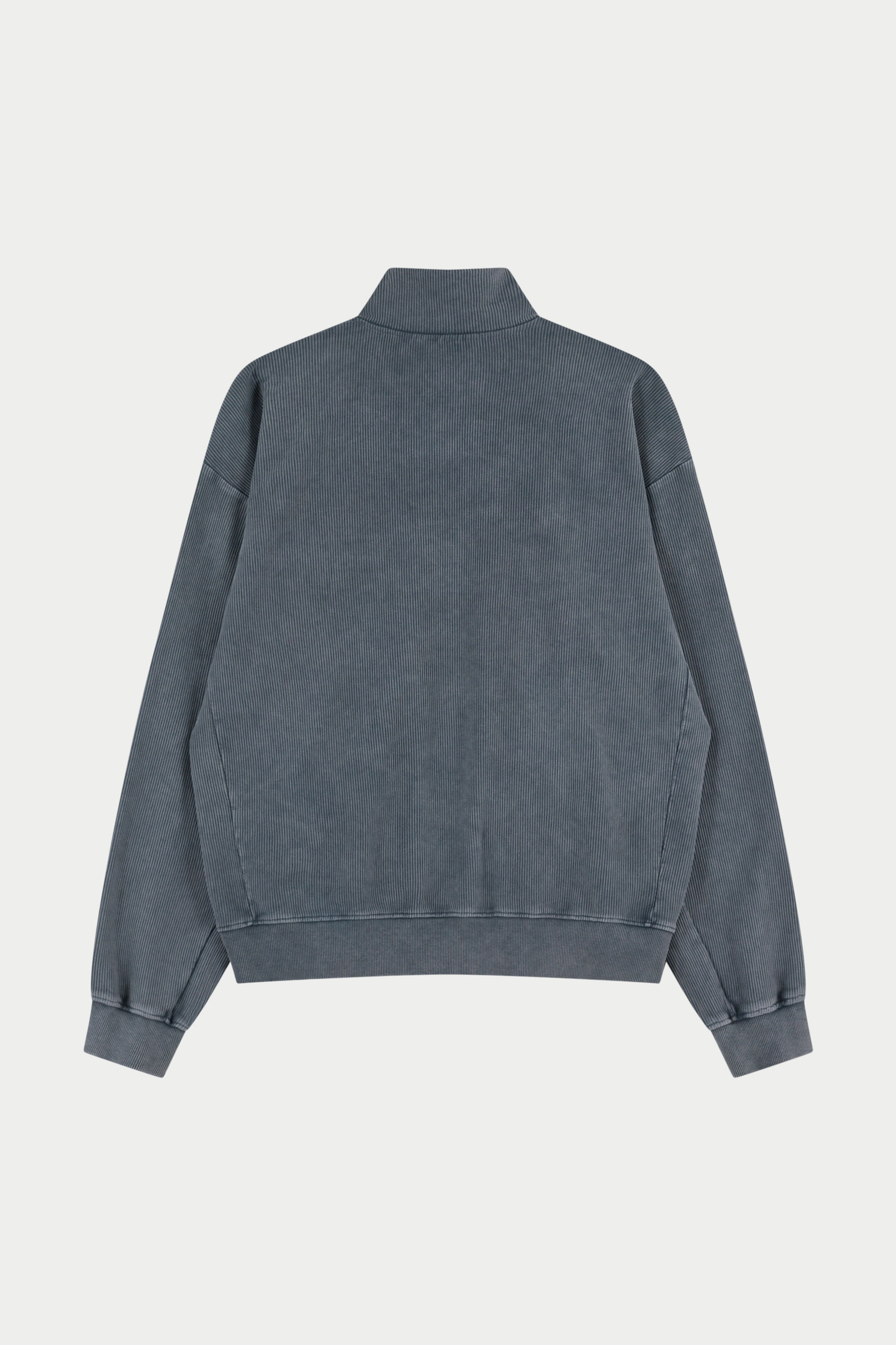 HEAVYWEIGHT WASHED RIBBED ZIP THROUGH FUNNEL NECK - GREY