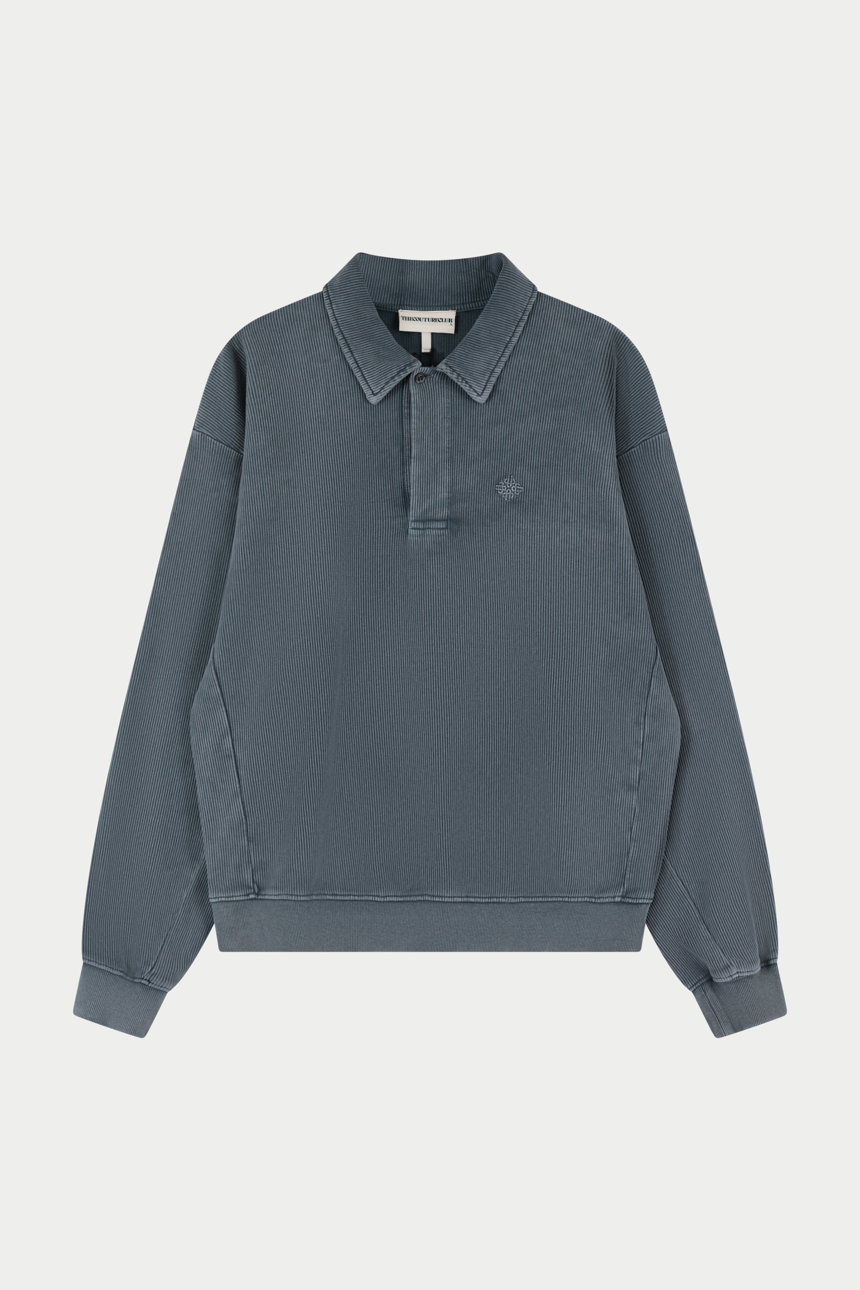 HEAVYWEIGHT WASHED RIBBED POLO SWEATSHIRT - GREY