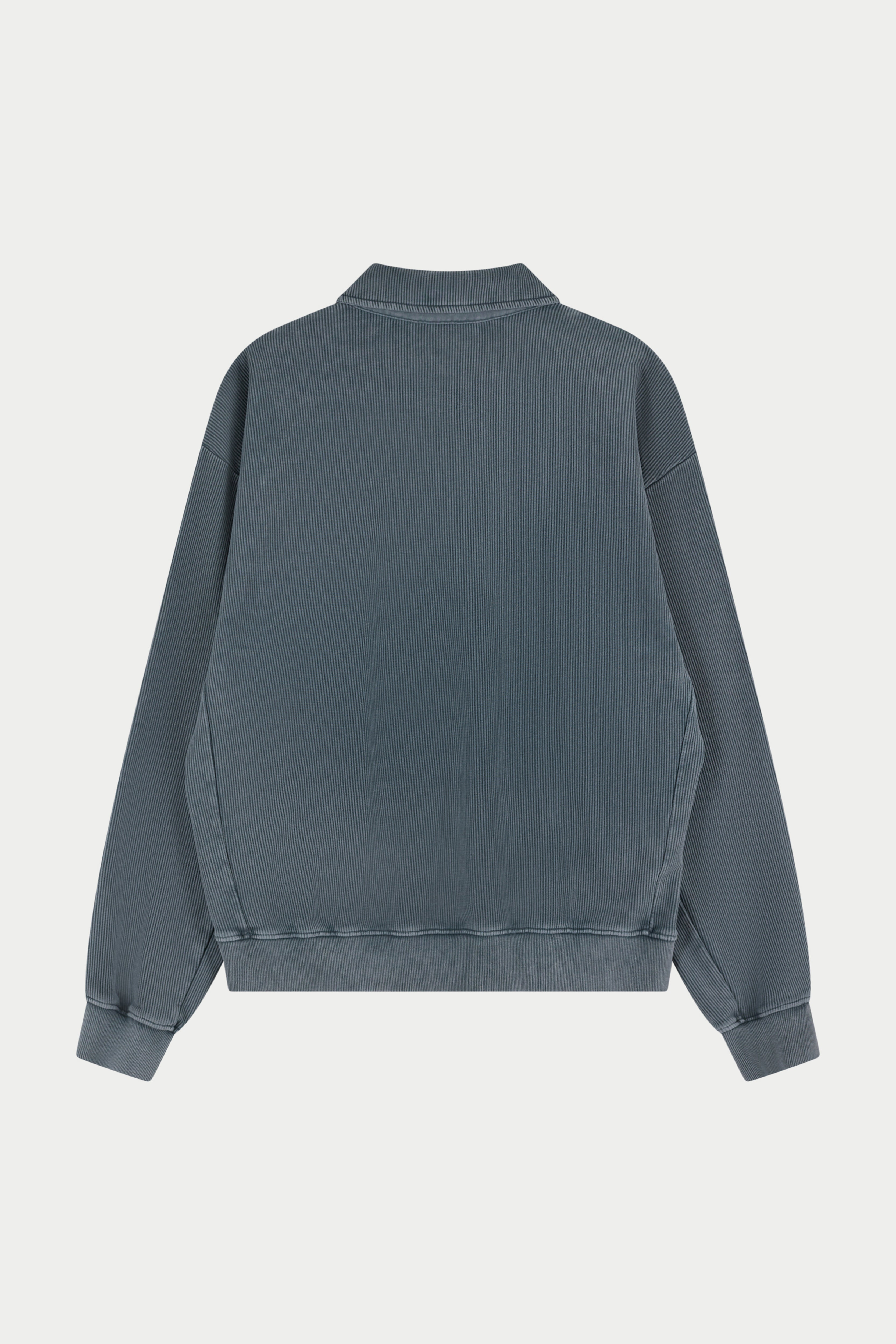 HEAVYWEIGHT WASHED RIBBED POLO SWEATSHIRT - GREY