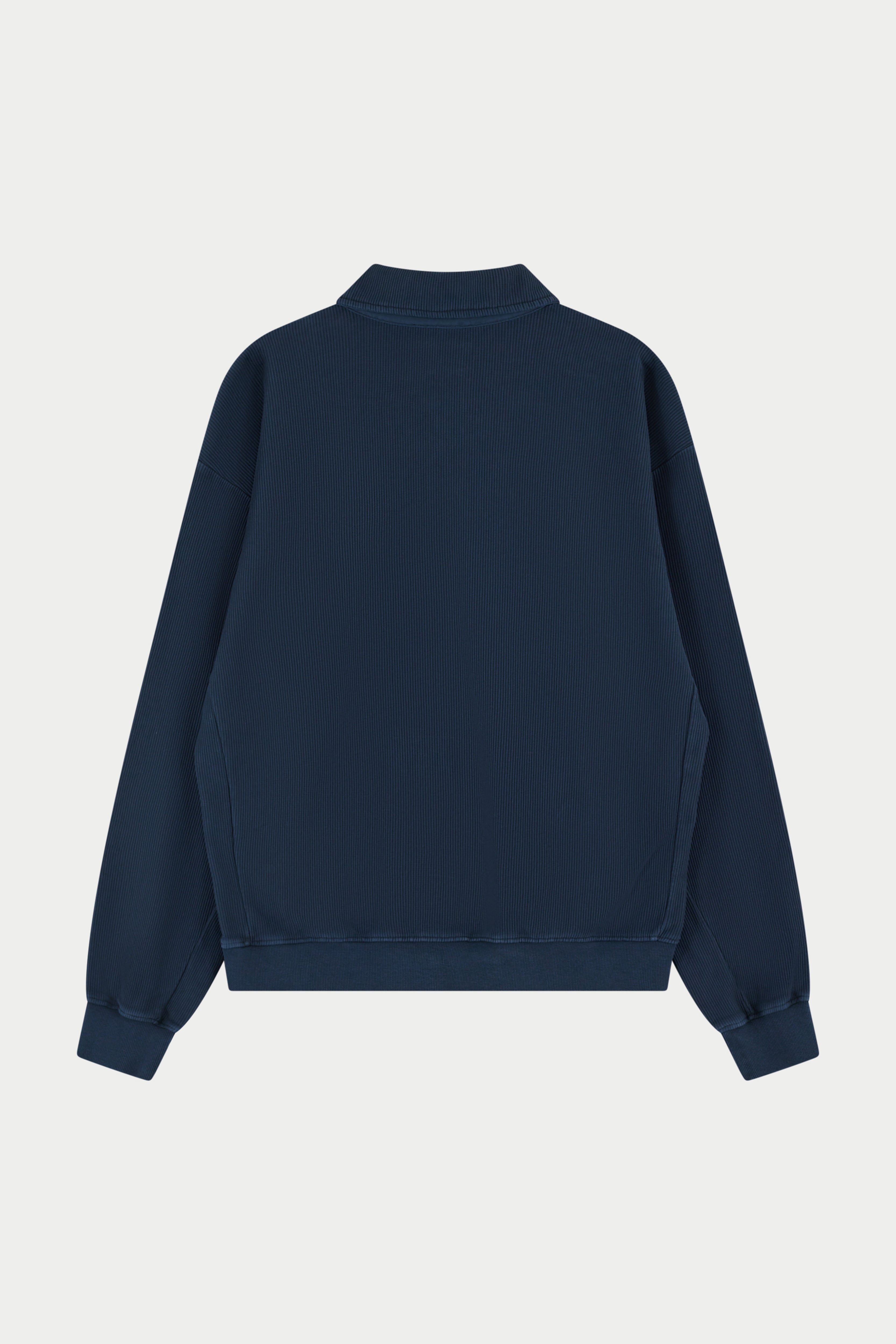 HEAVYWEIGHT WASHED RIBBED POLO SWEATSHIRT - NAVY