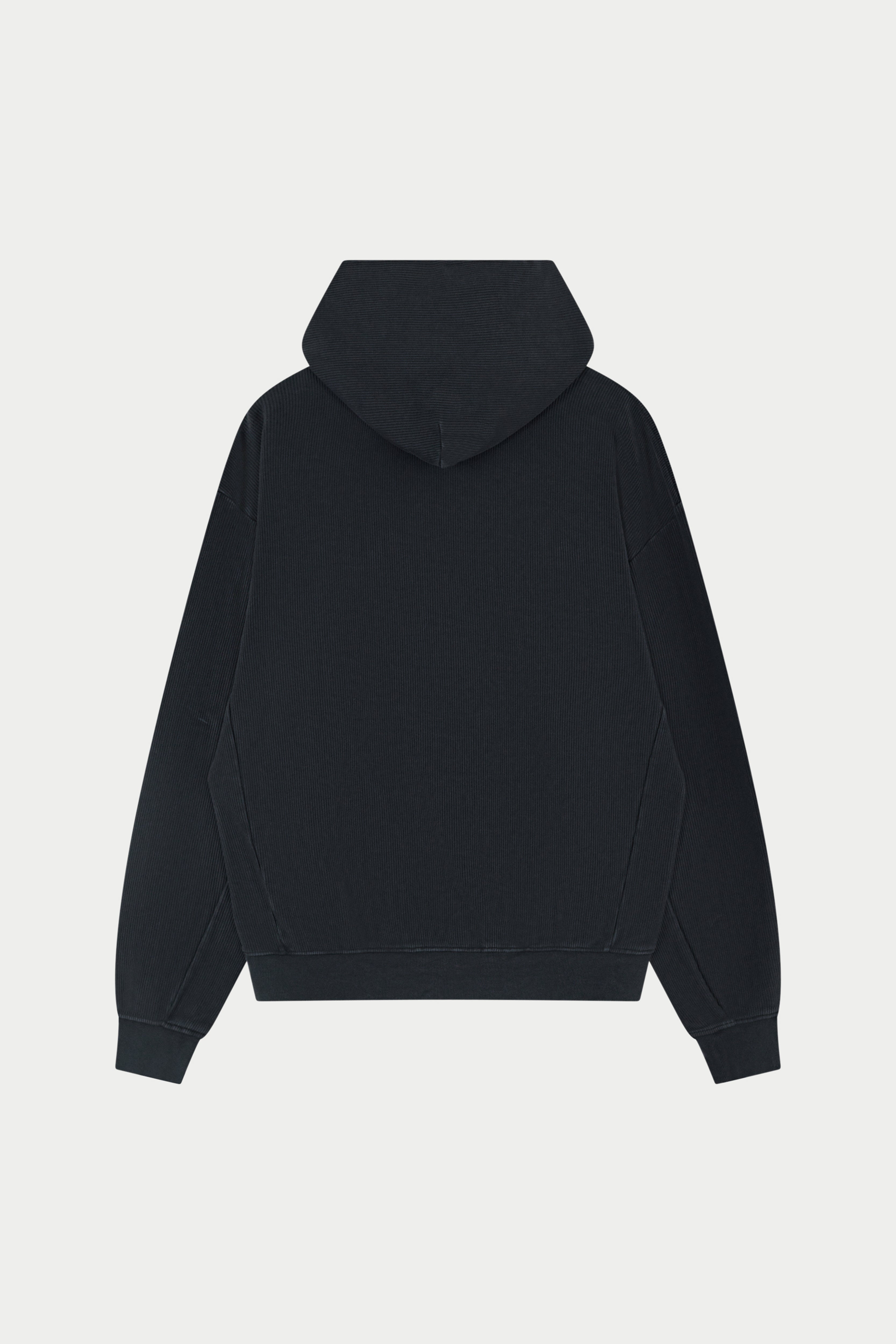 HEAVYWEIGHT WASHED RIBBED HOODIE - WASHED BLACK