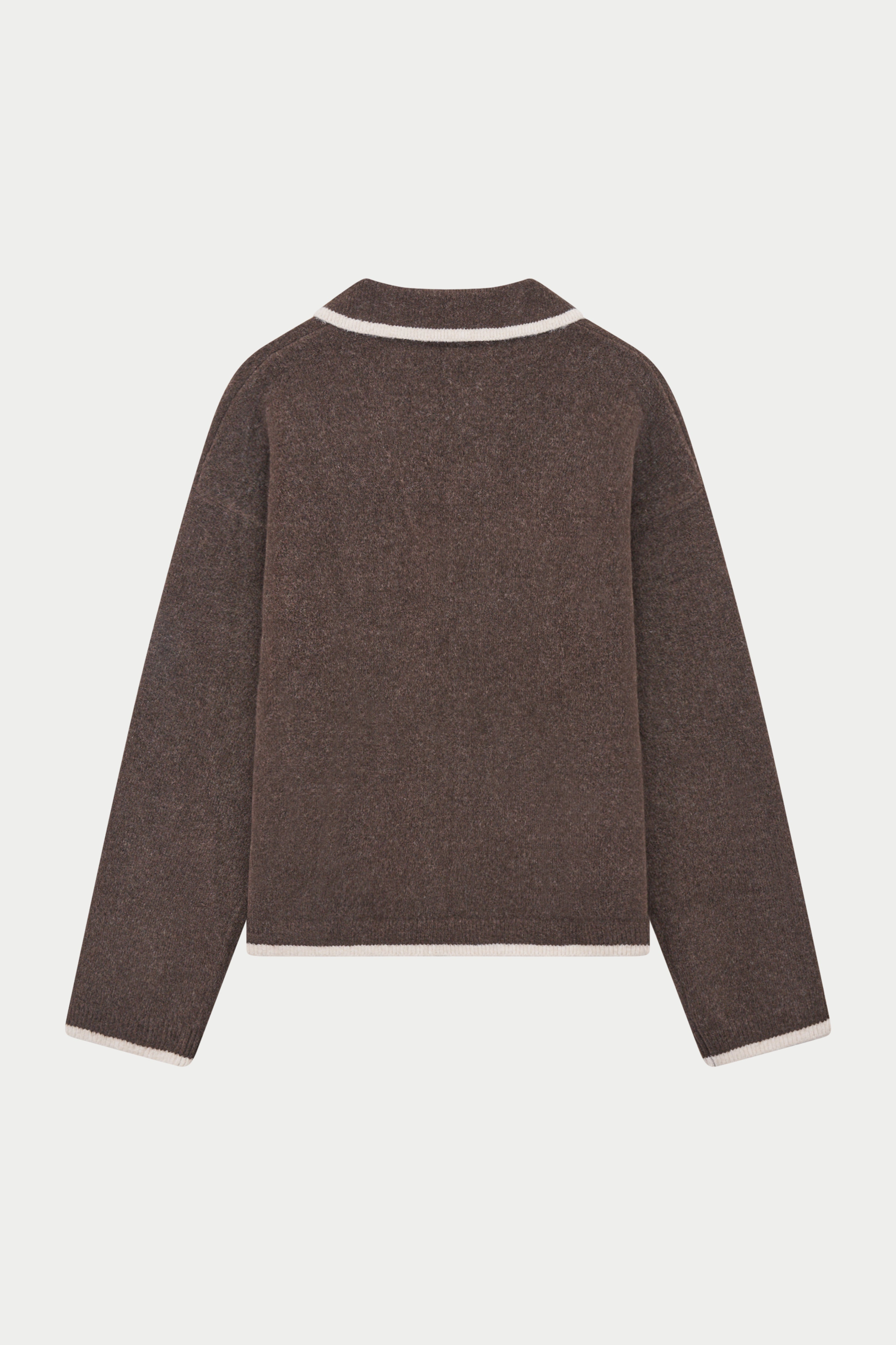 MONOGRAM KNITTED POLO TOP - BROWN