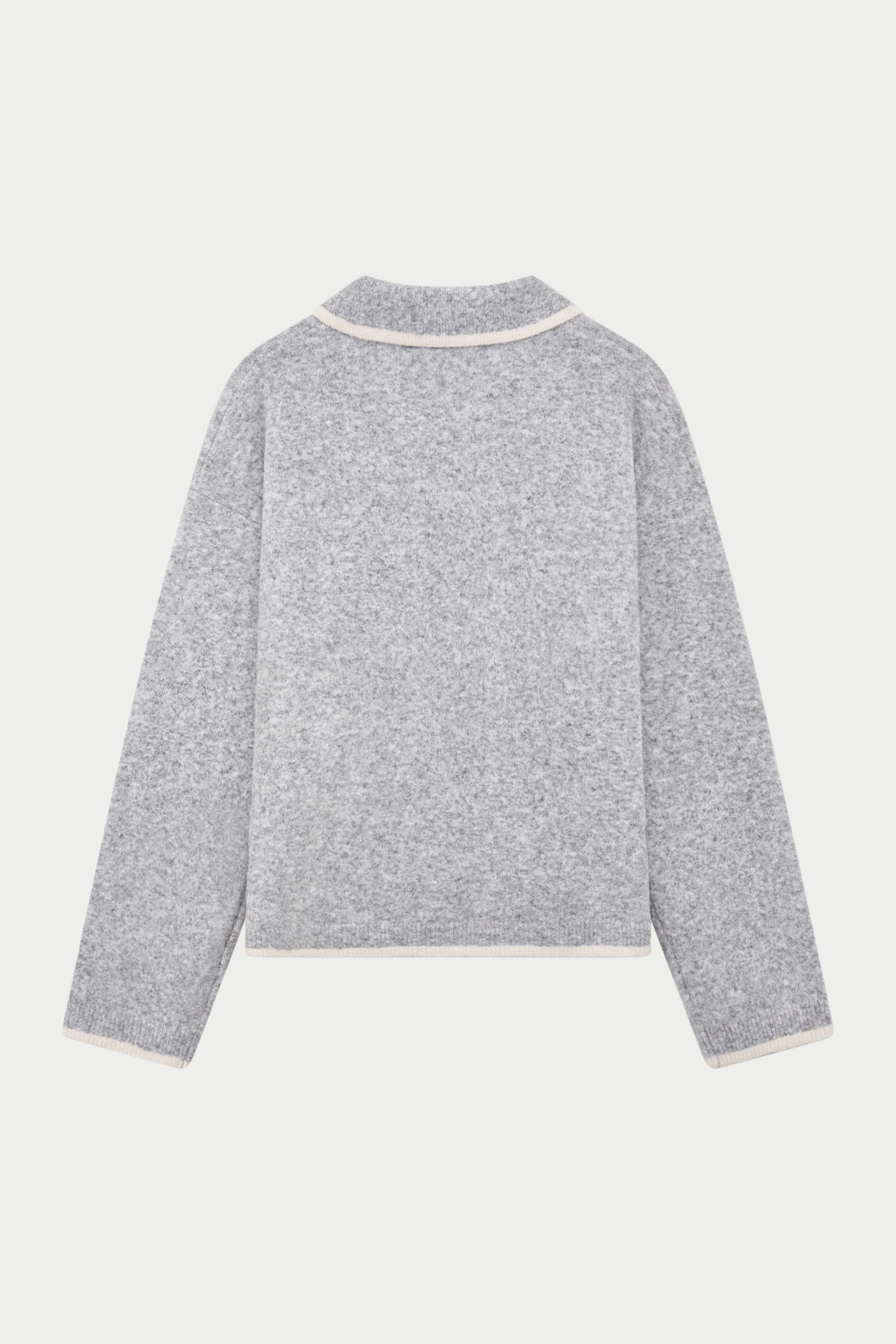 MONOGRAM KNITTED POLO TOP - GREY