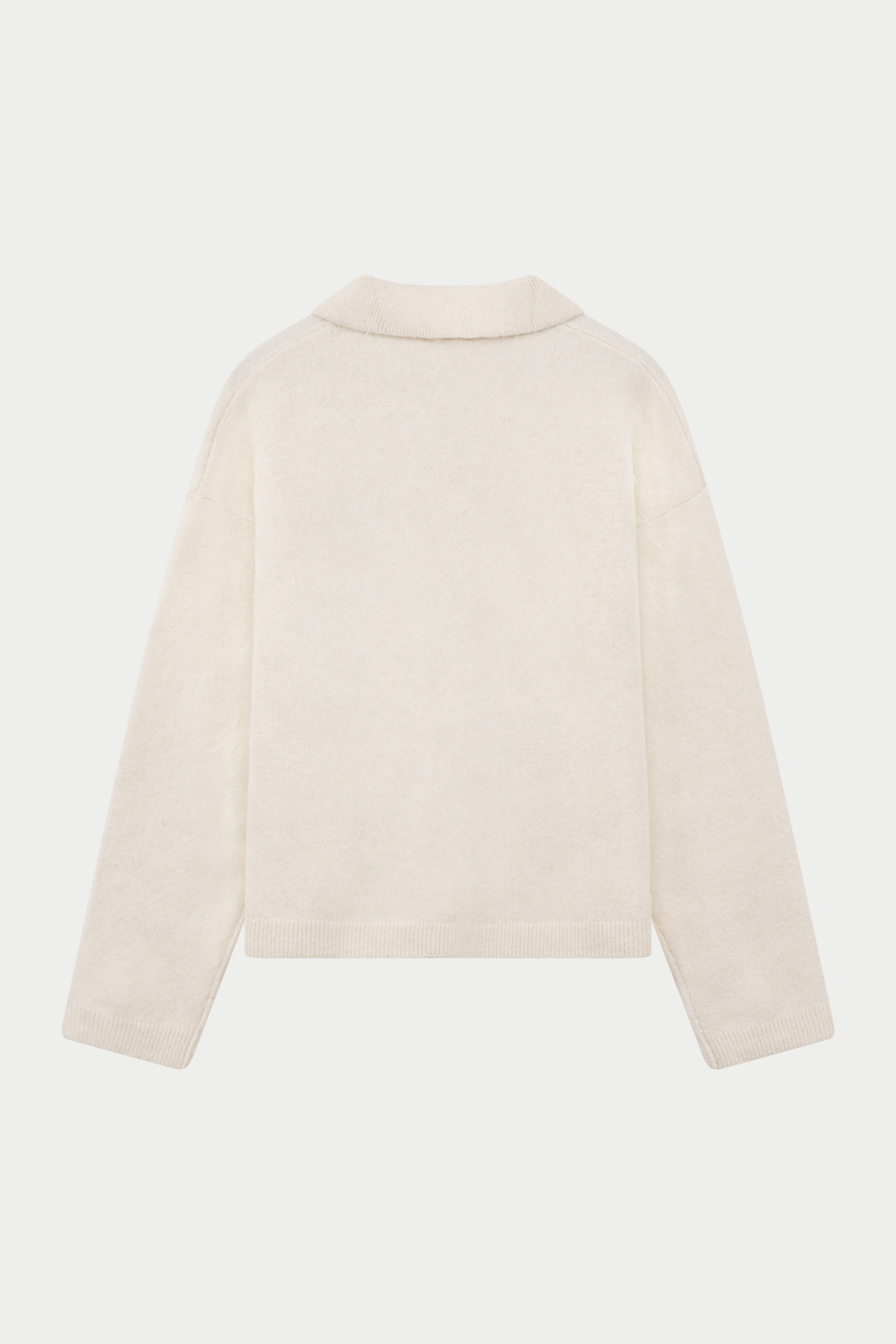 MONOGRAM KNITTED POLO TOP - OFF WHITE