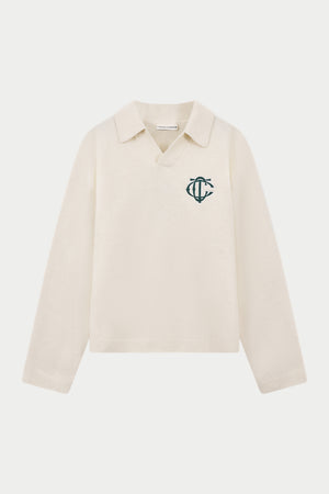 MONOGRAM KNITTED POLO TOP - OFF WHITE