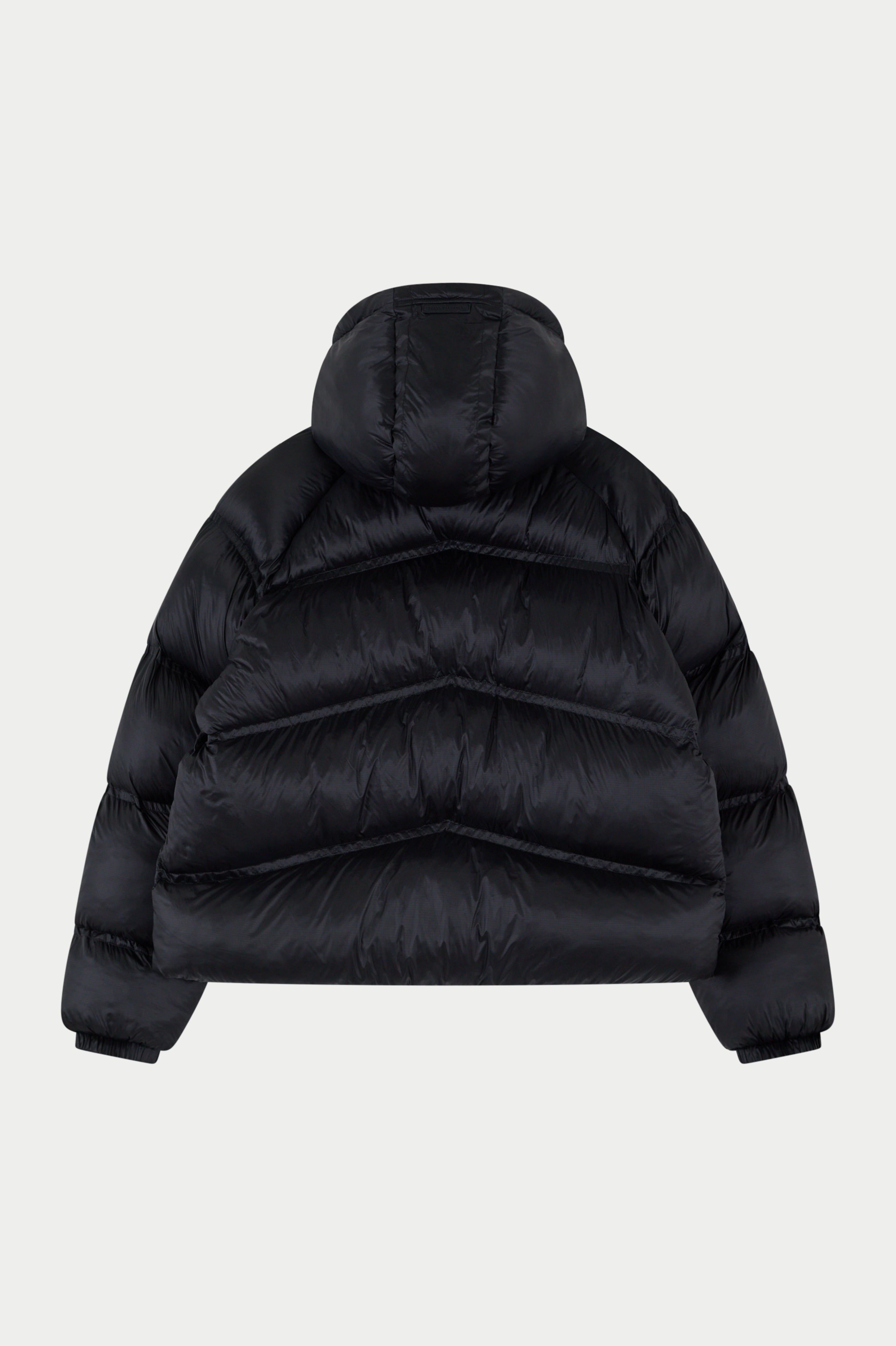 TRANSLUCENT HOODED PUFFER - BLACK