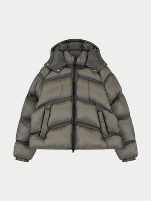 TRANSLUCENT HOODED PUFFER - KHAKI