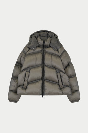 TRANSLUCENT HOODED PUFFER - KHAKI