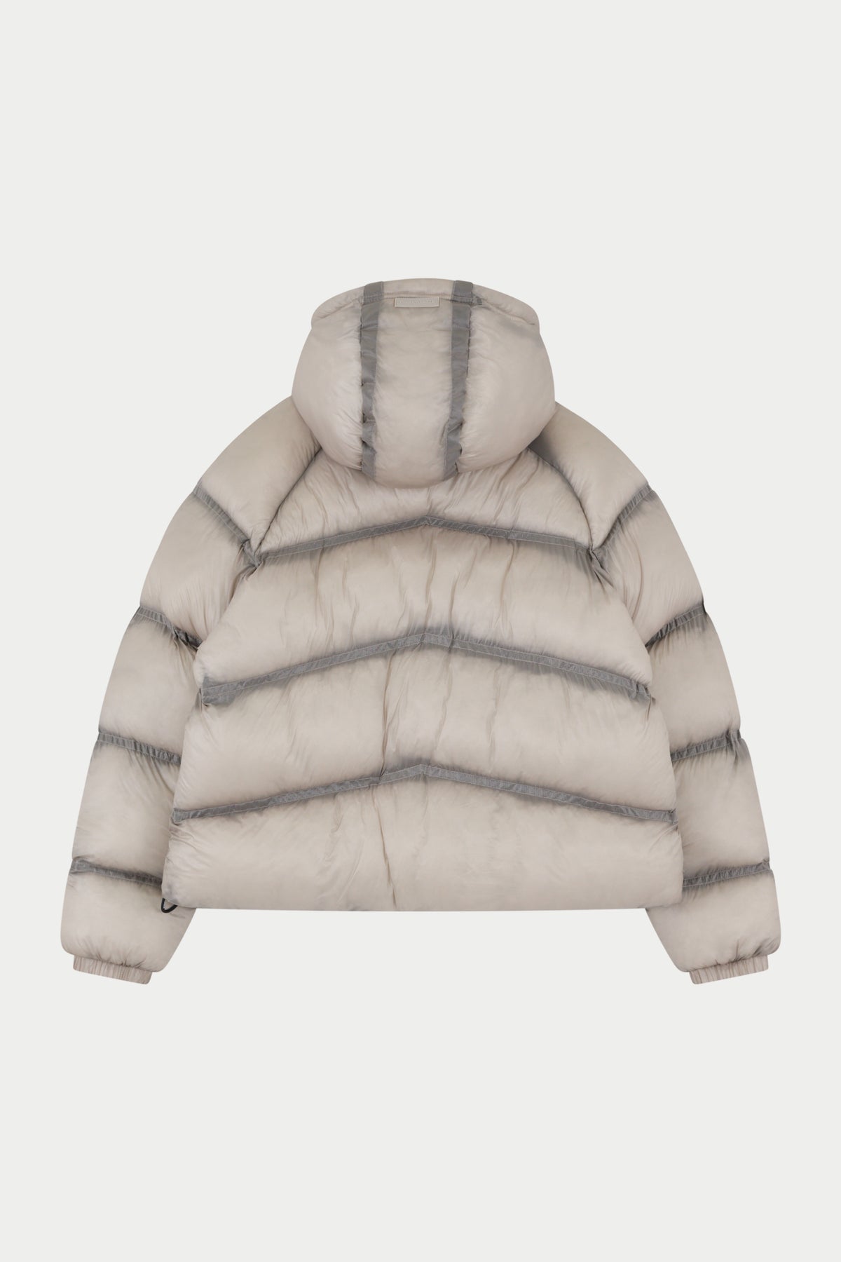 TRANSLUCENT HOODED PUFFER - GREY